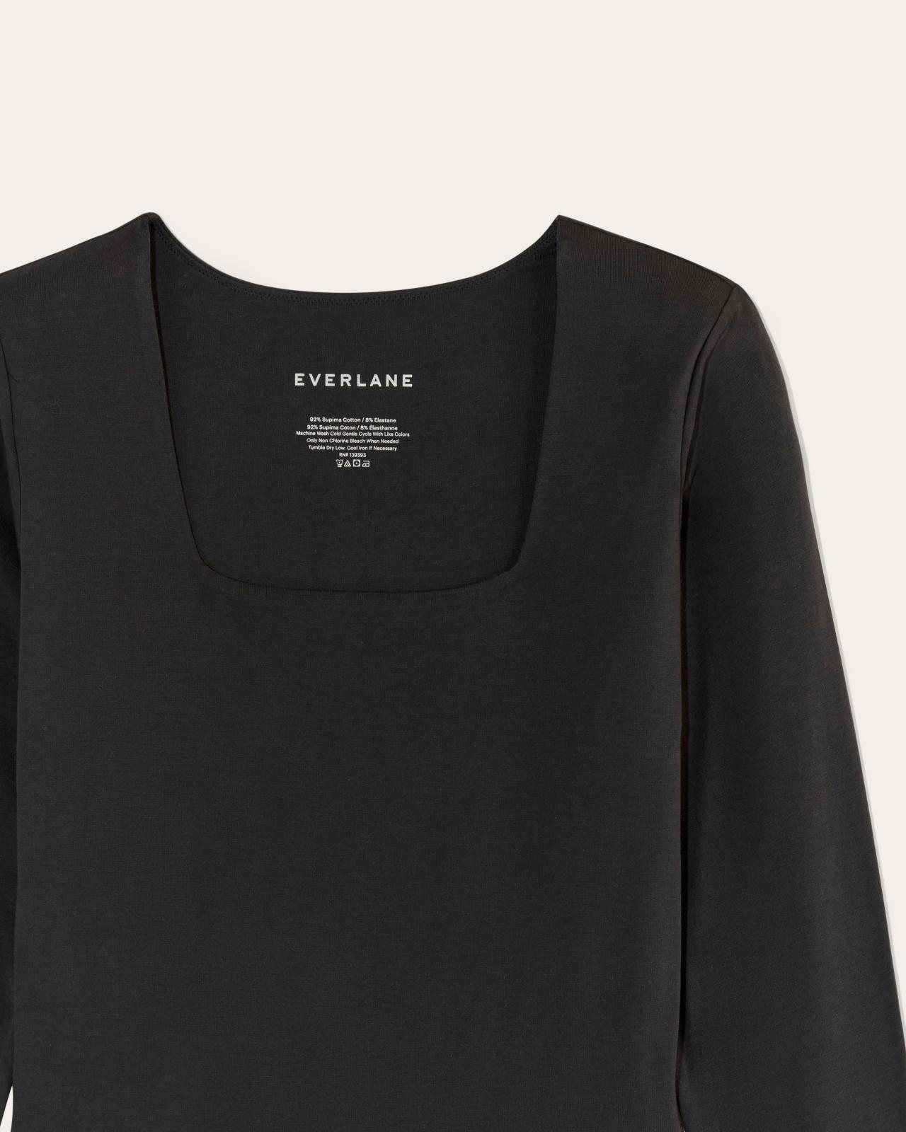 Womens Long-Sleeve Supima Square-Neck Bodysuit by Everlane Product Image