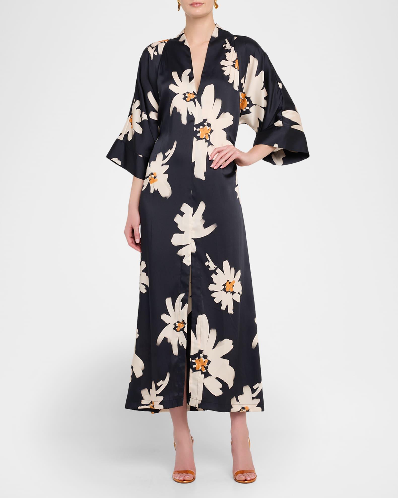 Floral-Print Twill Midi Dress Product Image
