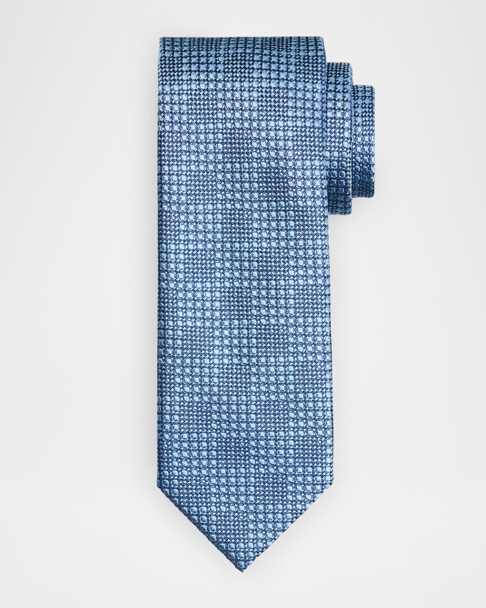 Men's Textured Check Jacquard Silk Tie Product Image