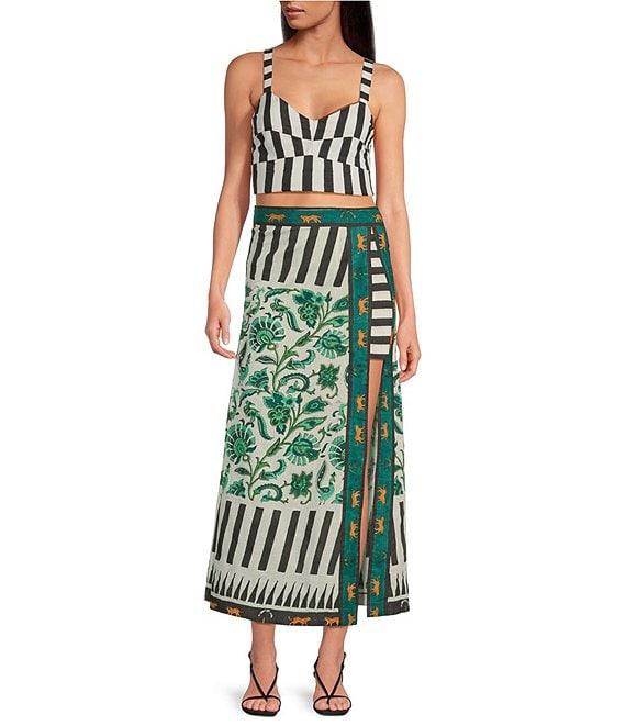 Mo Maya Mojo Hand Printed Pencil Coordinating Midi Skirt Product Image