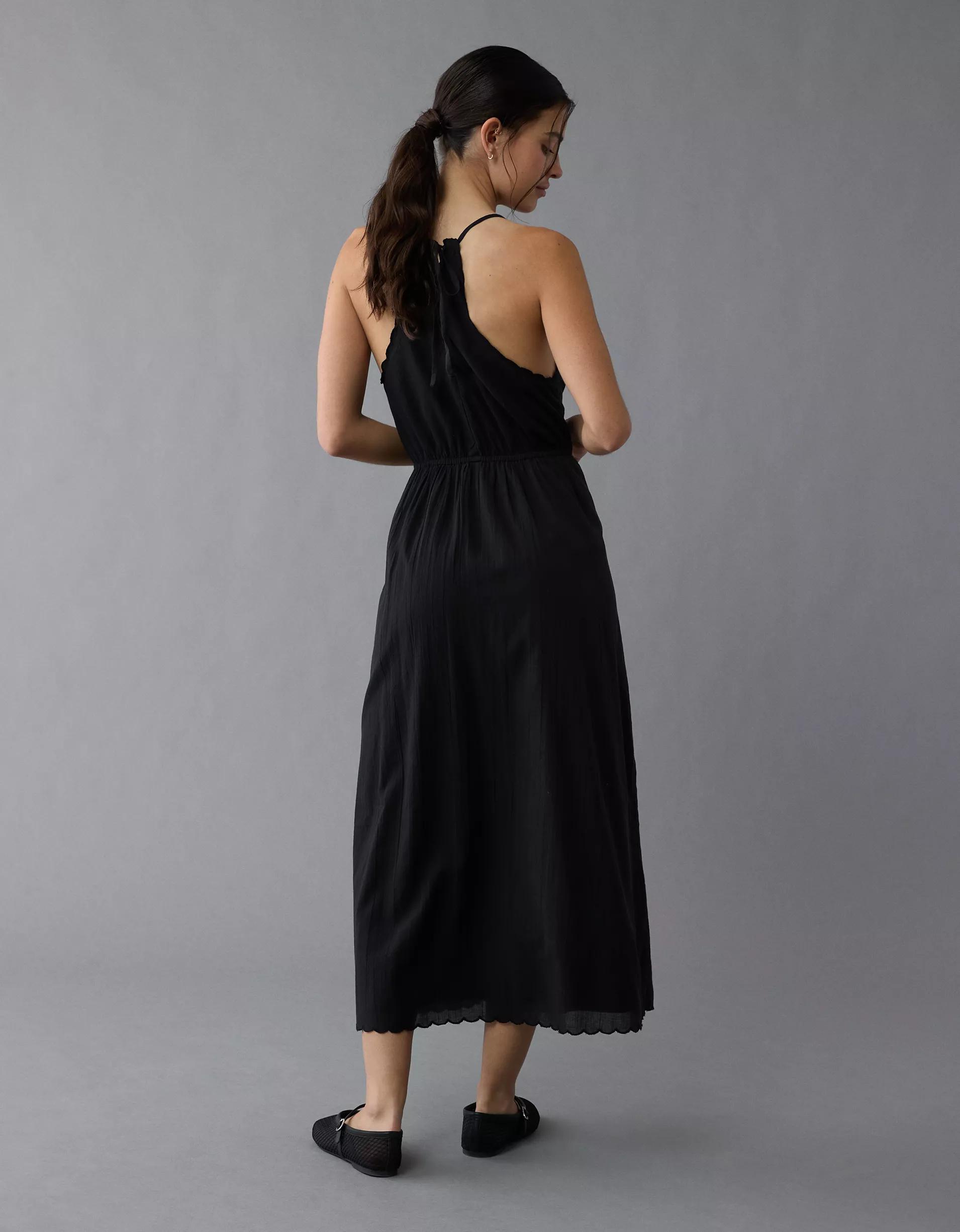 AE V-Neck Embroidered Midi Dress Product Image