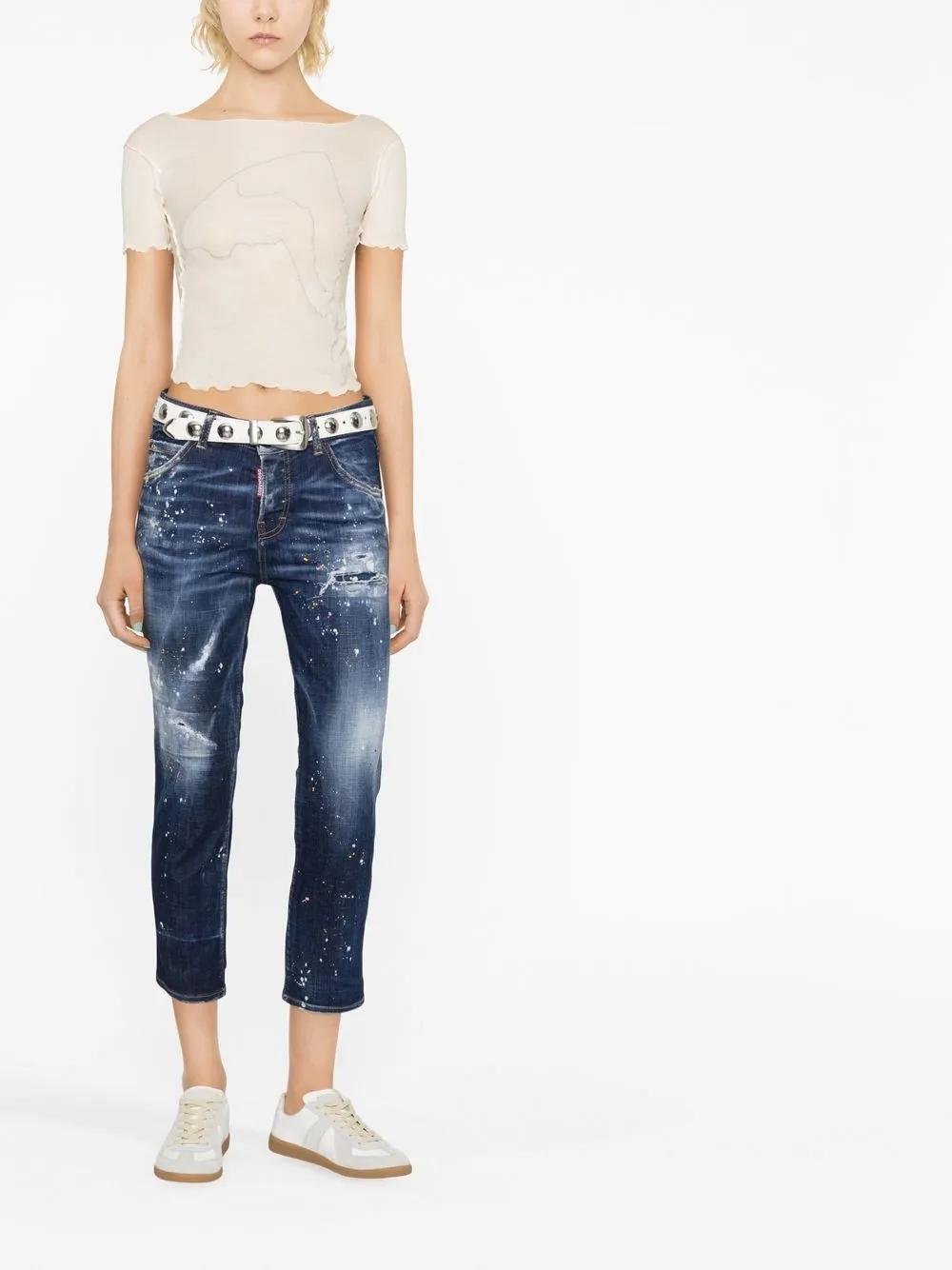 distressed cropped jeans Product Image