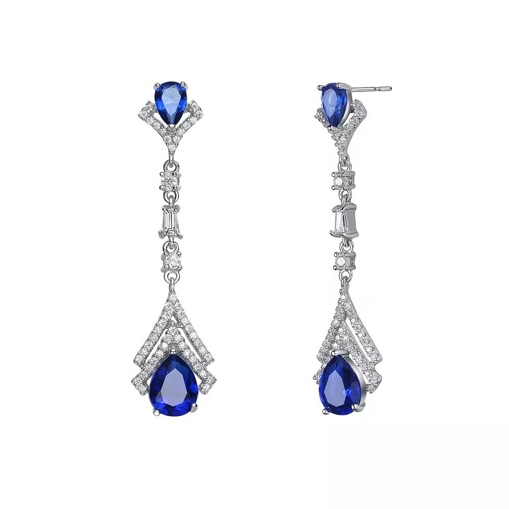 Sterling Silver Blue Cubic Zirconia Drop Earrings, Women's Product Image