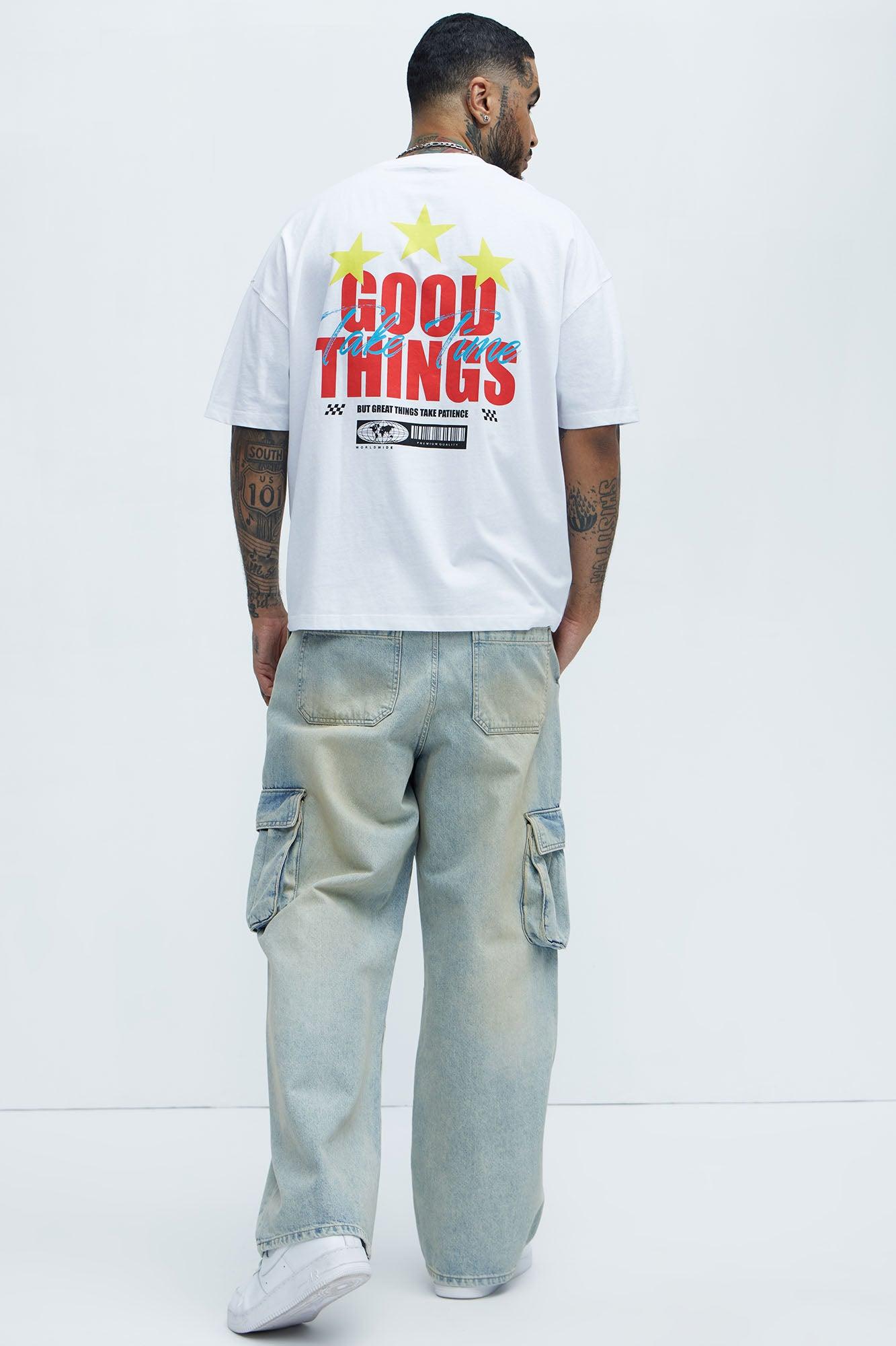 Good Things Come Oversized Short Sleeve Tee - White Product Image