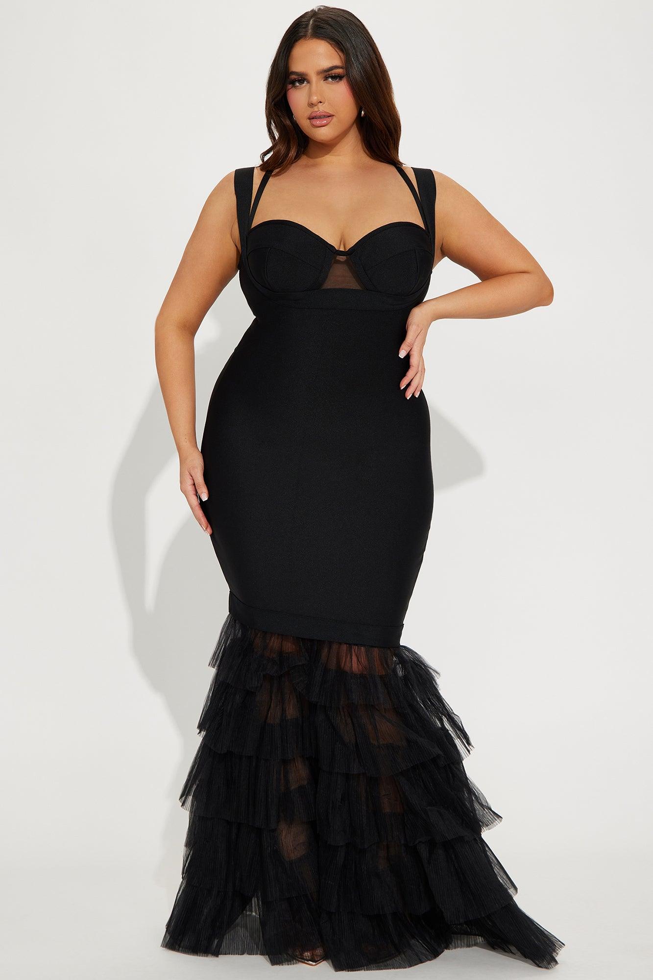 Charline Tulle Bandage Gown - Black Product Image