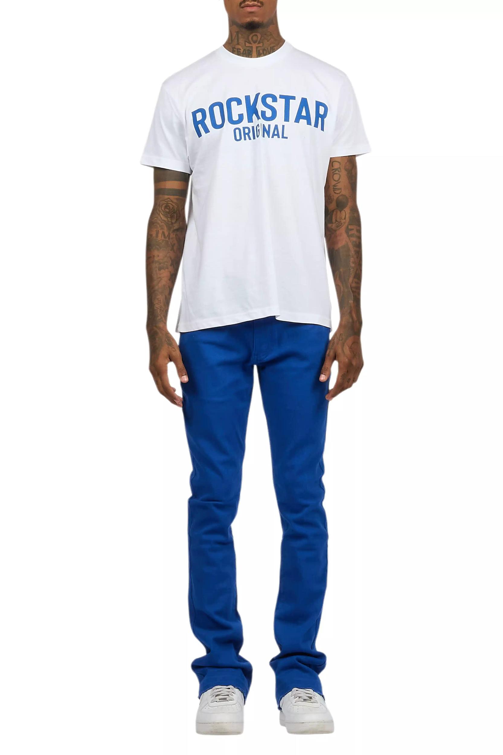 Sana White/Royal T-Shirt/Dag Stacked Flare Jean Set Male Product Image
