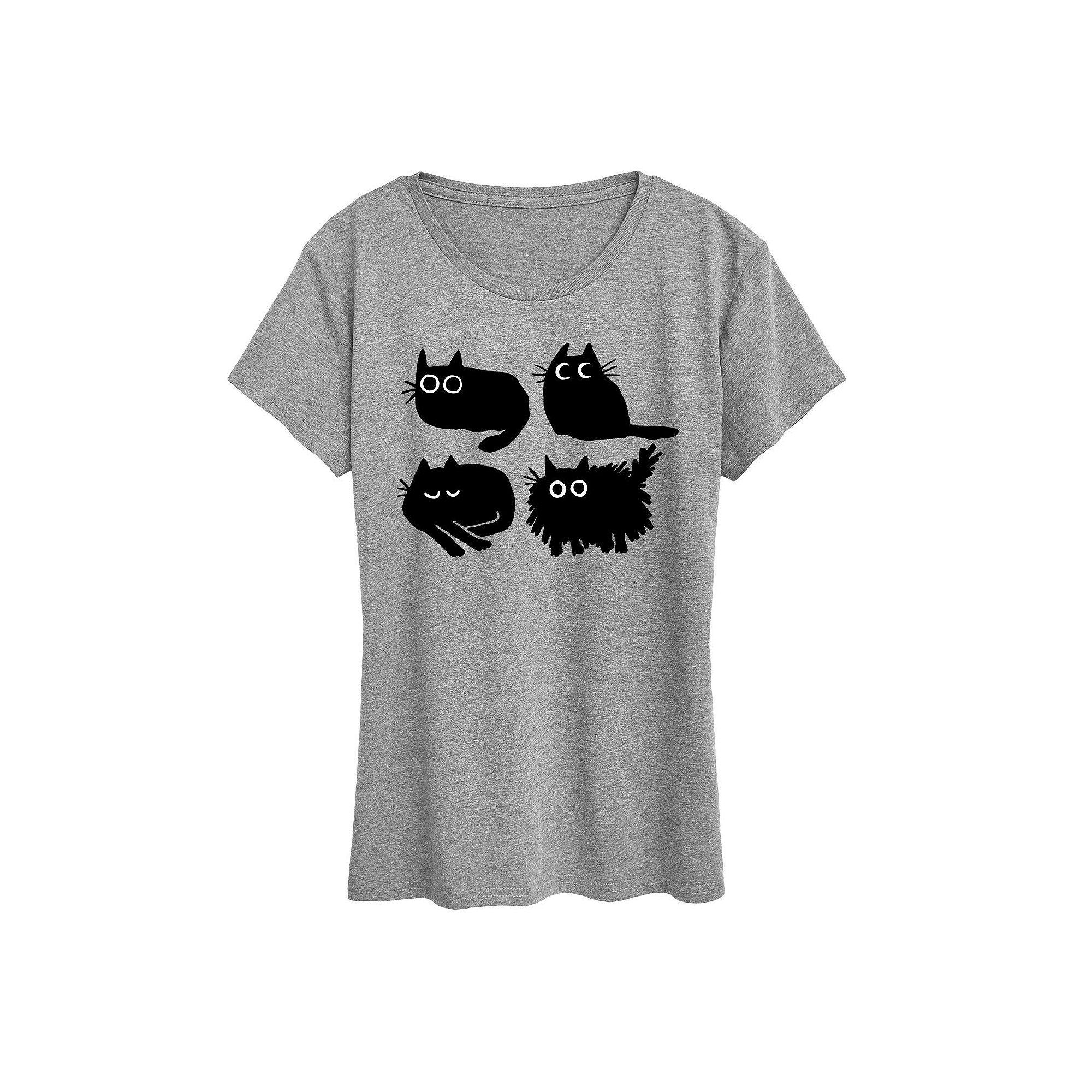 Plus Sketched Black Cats Graphic Tee, Women's,  Product Image