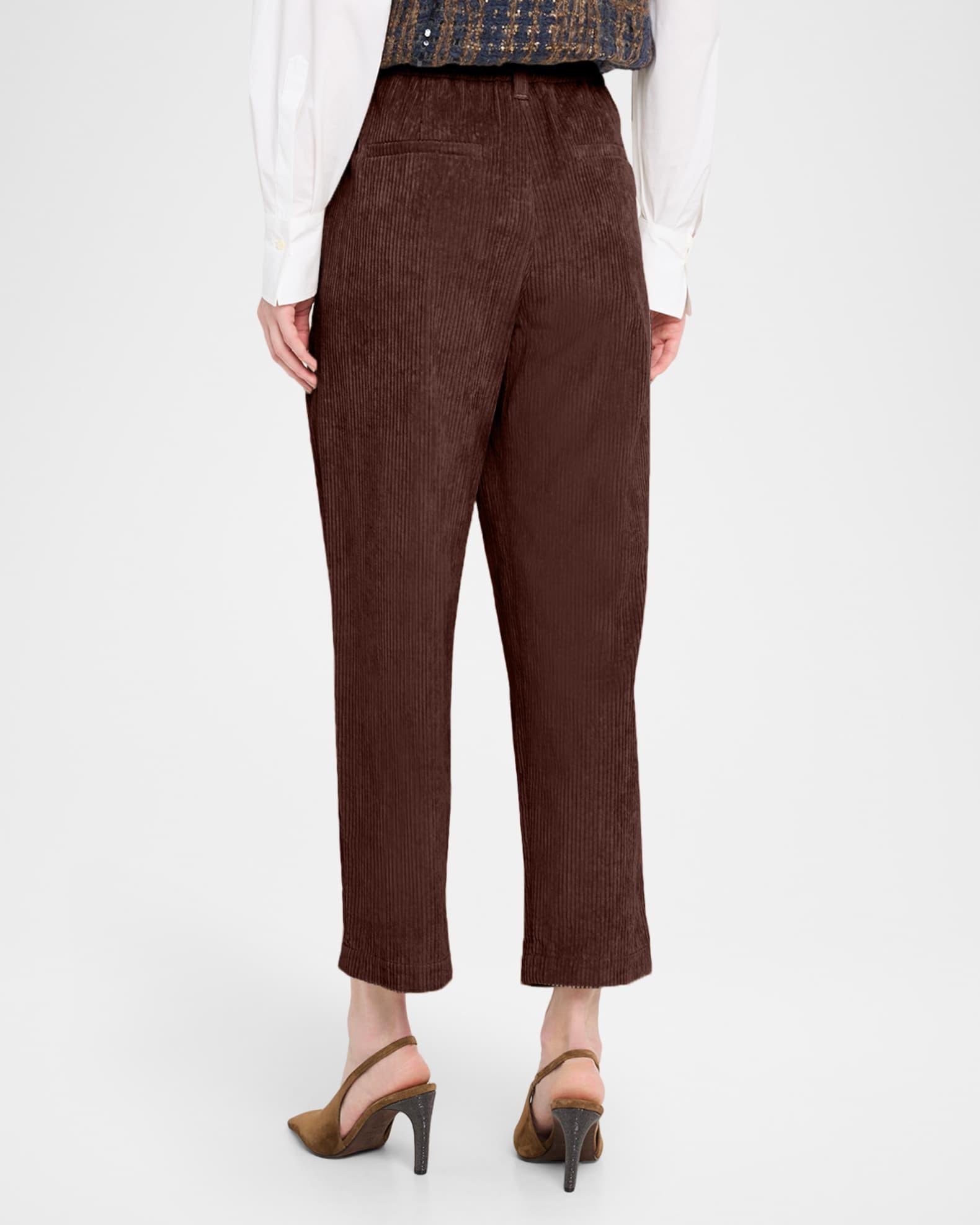 Soft Corduroy Pleated Straight-Leg Ankle Pants Product Image