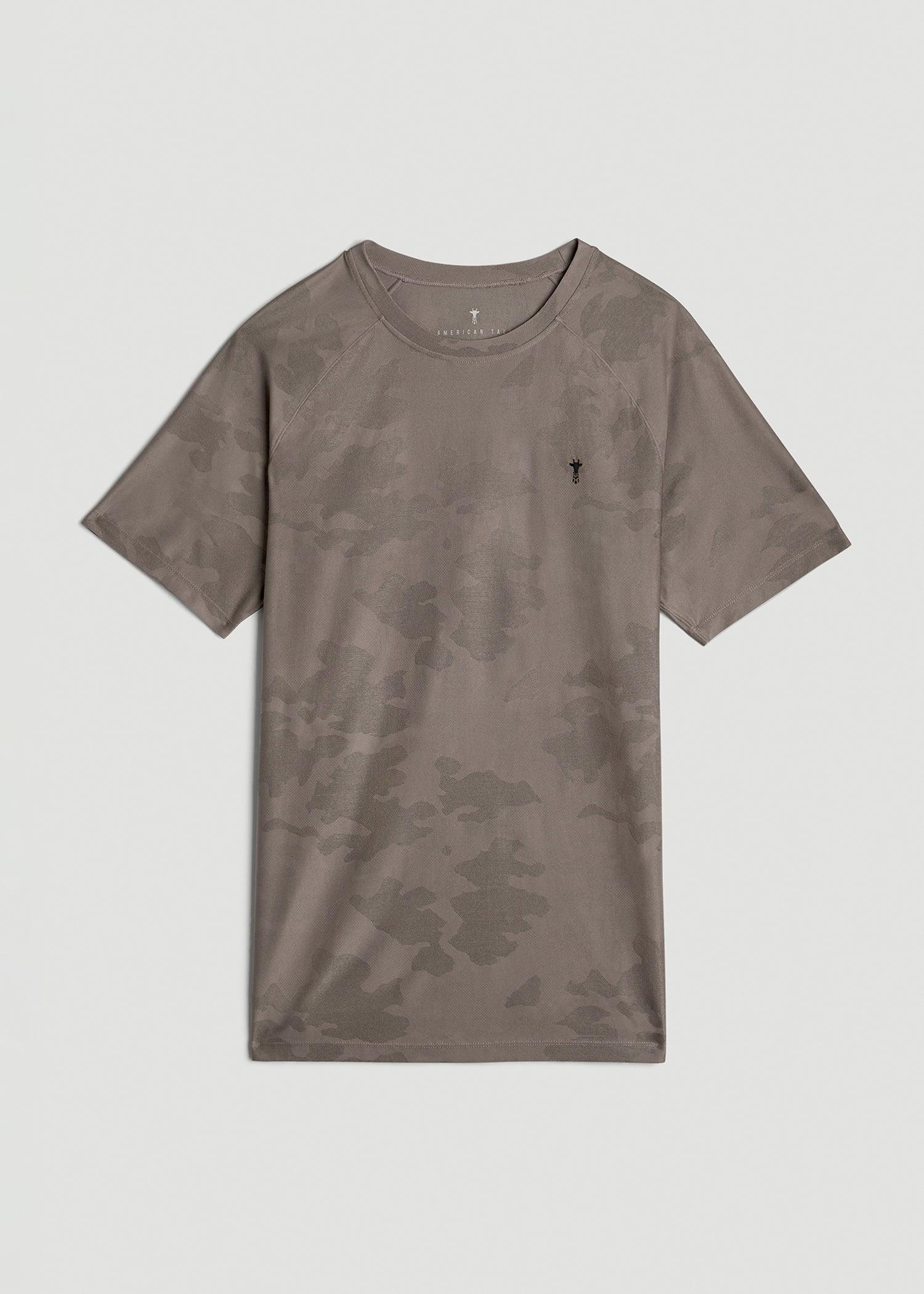 Jacquard Training T-Shirt for Tall Men in Portobello Male Product Image