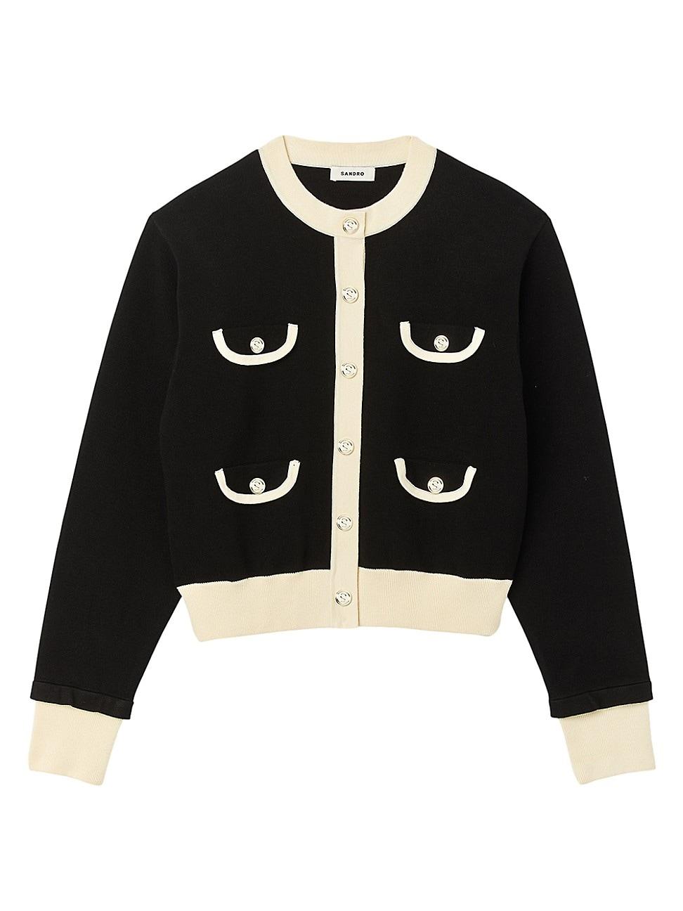 Womens Two-Tone Cardigan with Buttons Product Image