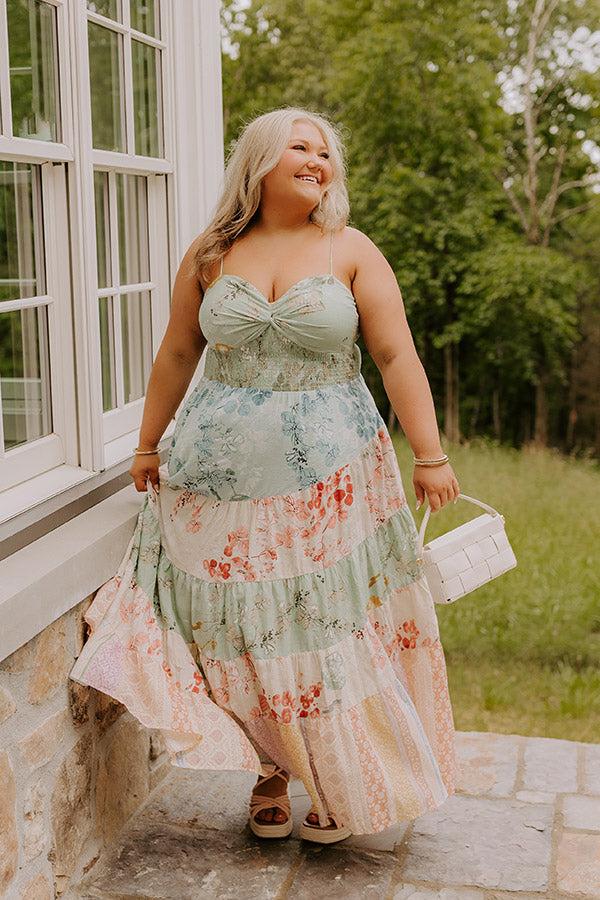 Whisk Me Away Floral Tiered Maxi Dress Curves Product Image