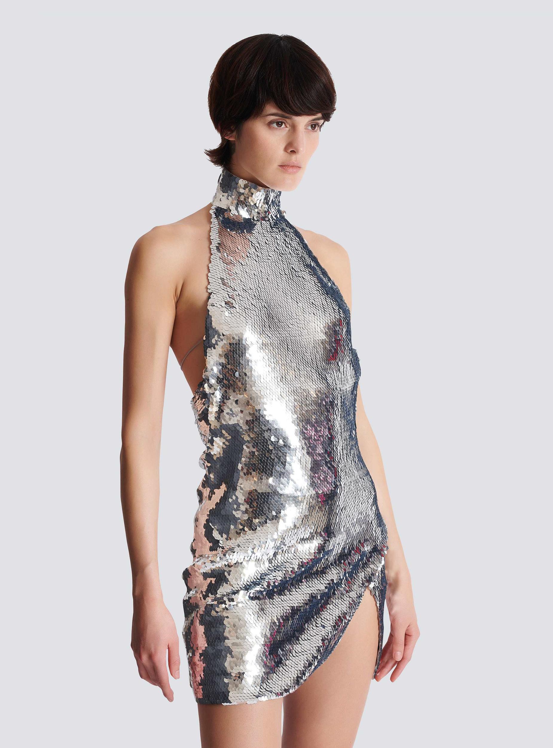 Short sequinned halterneck dress Product Image