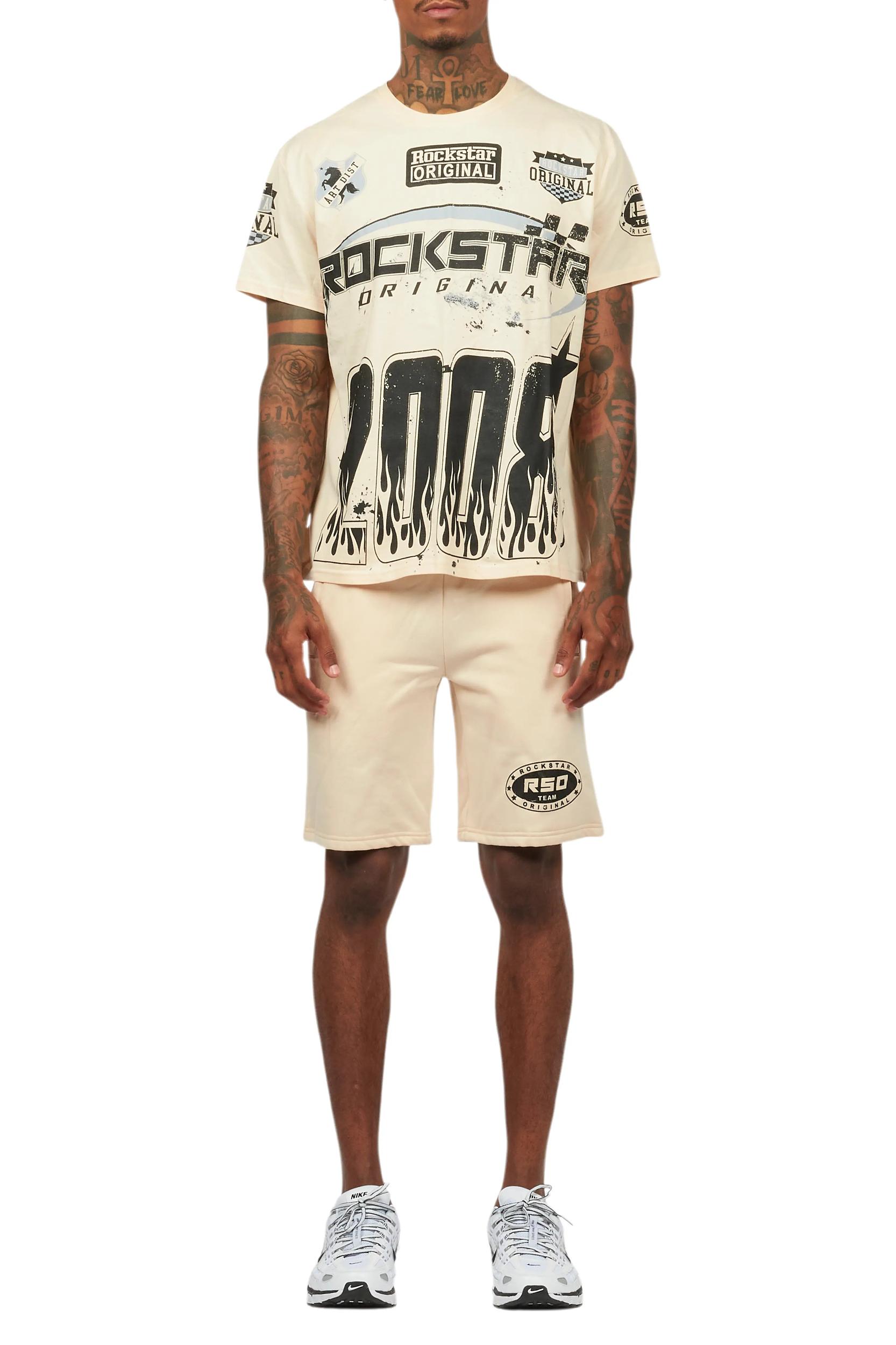 Amos Beige Graphic T-Shirt Short Set Male Product Image