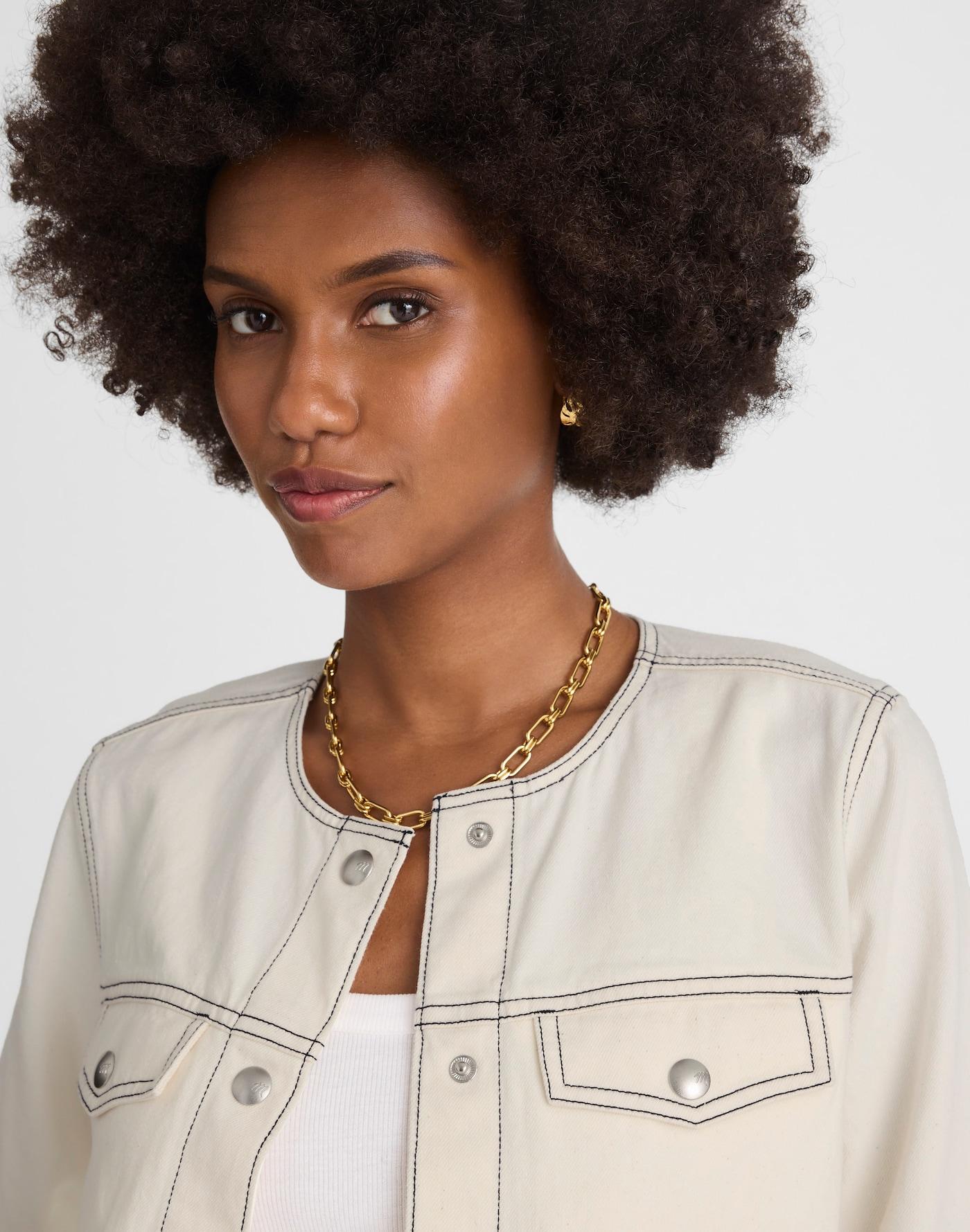 Denim Cinched Lady Jacket in Vintage Canvas Product Image