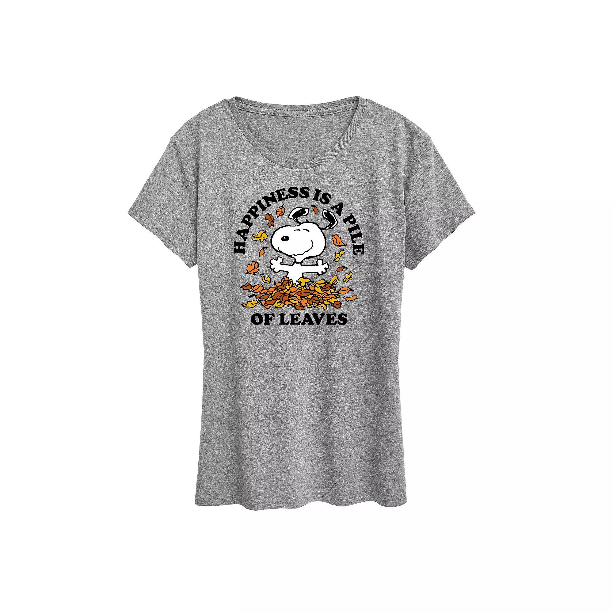 Women's Peanuts Snoopy Pile Of Leaves Graphic Tee, Girl's,  Product Image