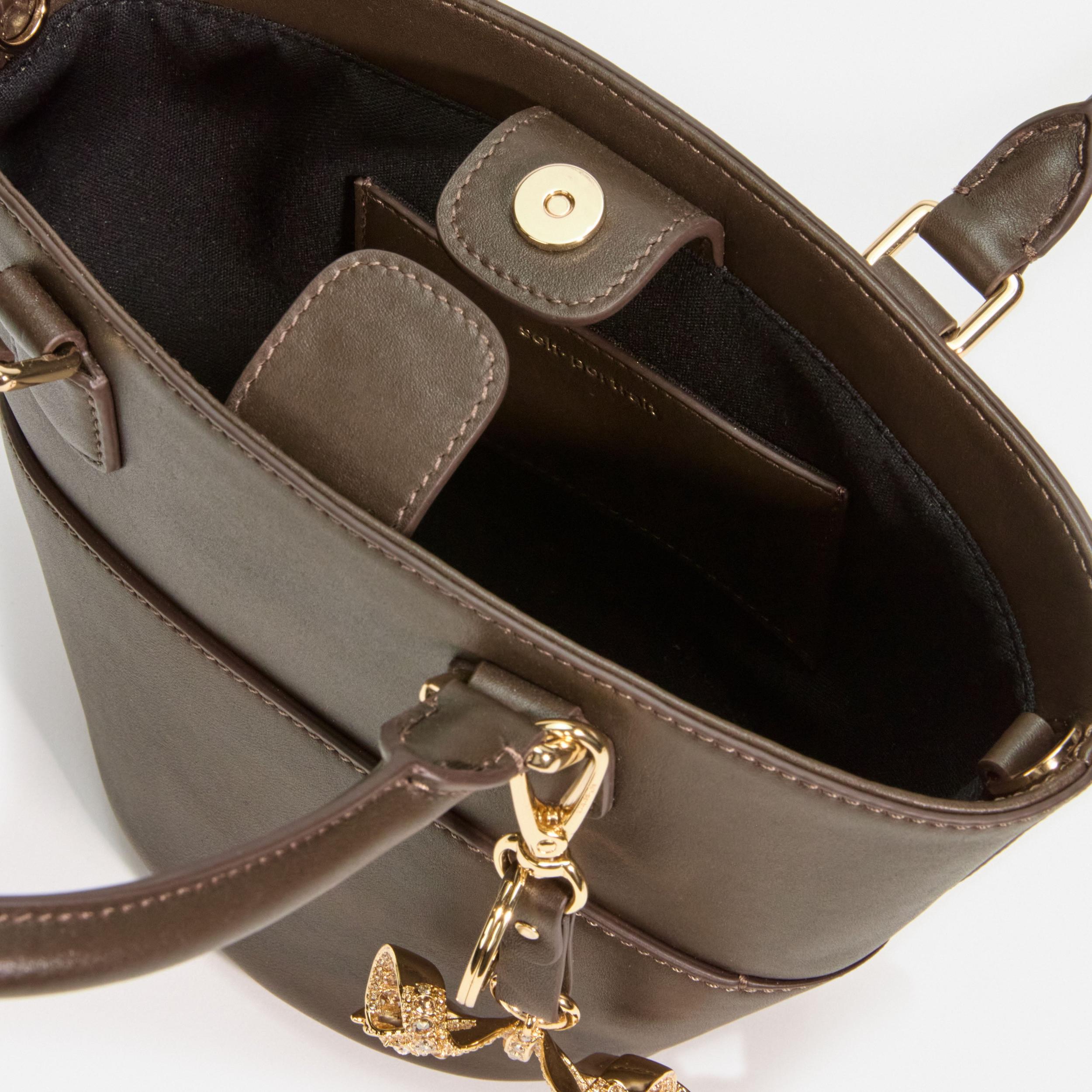 Dark Brown Leather Charm Tote Bag Product Image