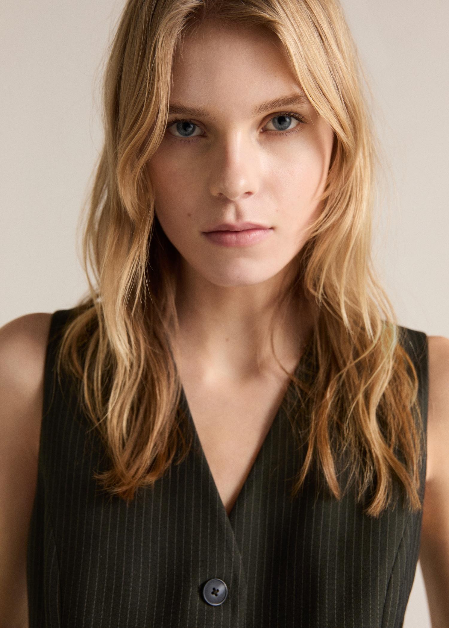 Pinstripe jumpsuit with belt - Women | MANGO USA Product Image