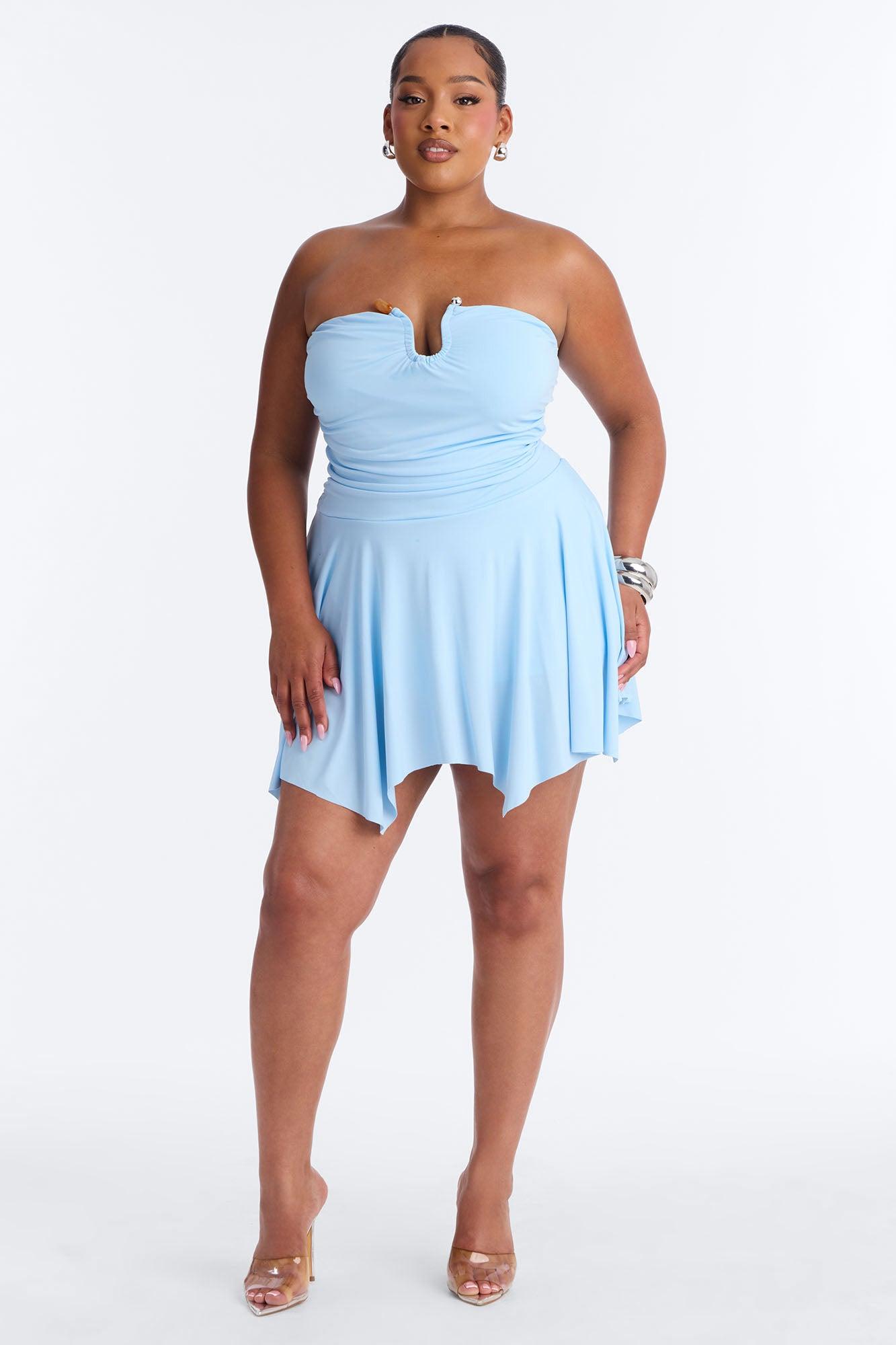 Mimi Strapless Micro Mini Dress - SkyBlue Female Product Image