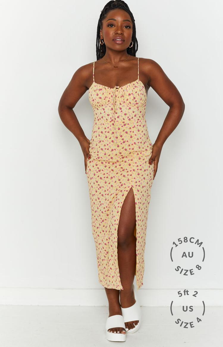 Paloma Yellow Floral Midi Dress Product Image