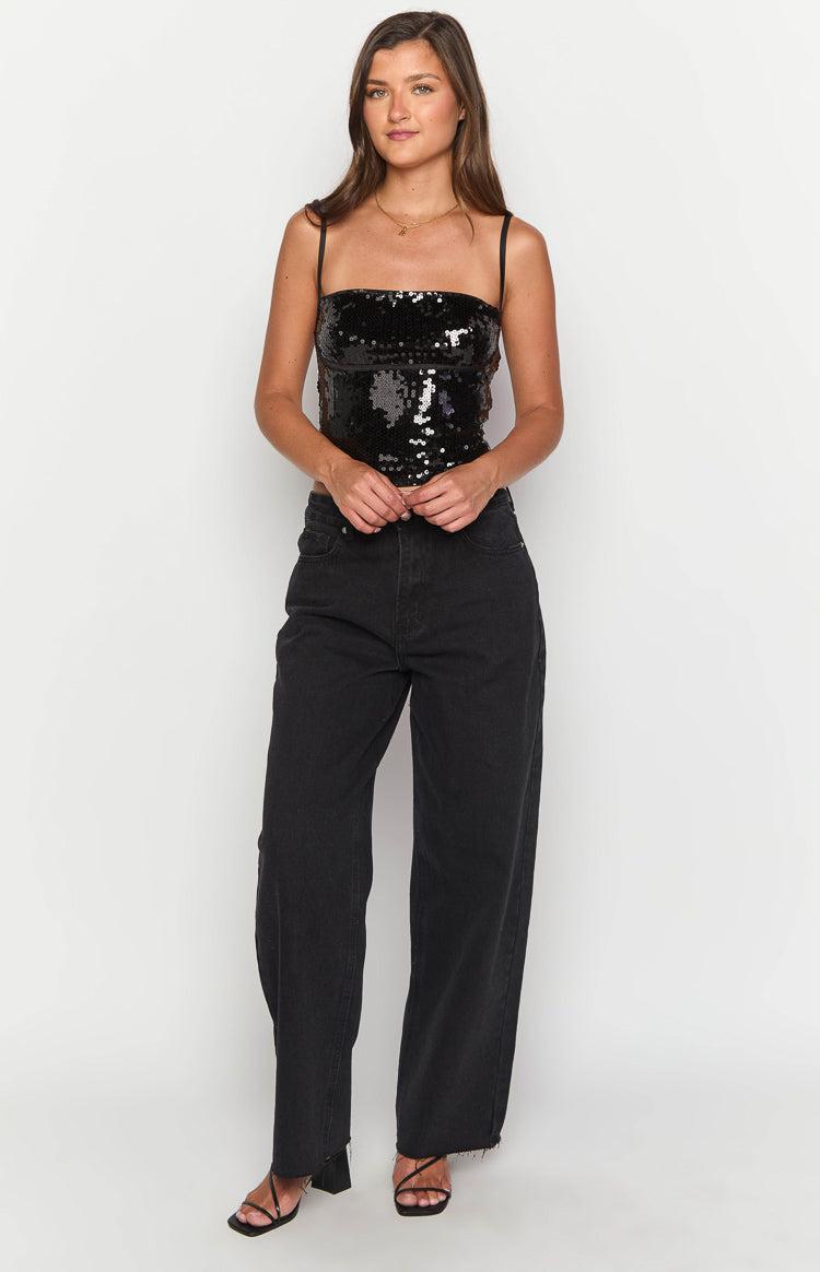 She's Yours Black Wide Leg Boyfriend Jeans Girls Product Image