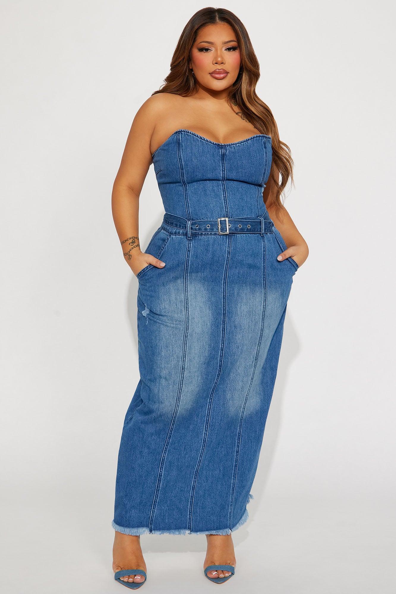 Delaney Denim Maxi Dress - Dark Wash Product Image