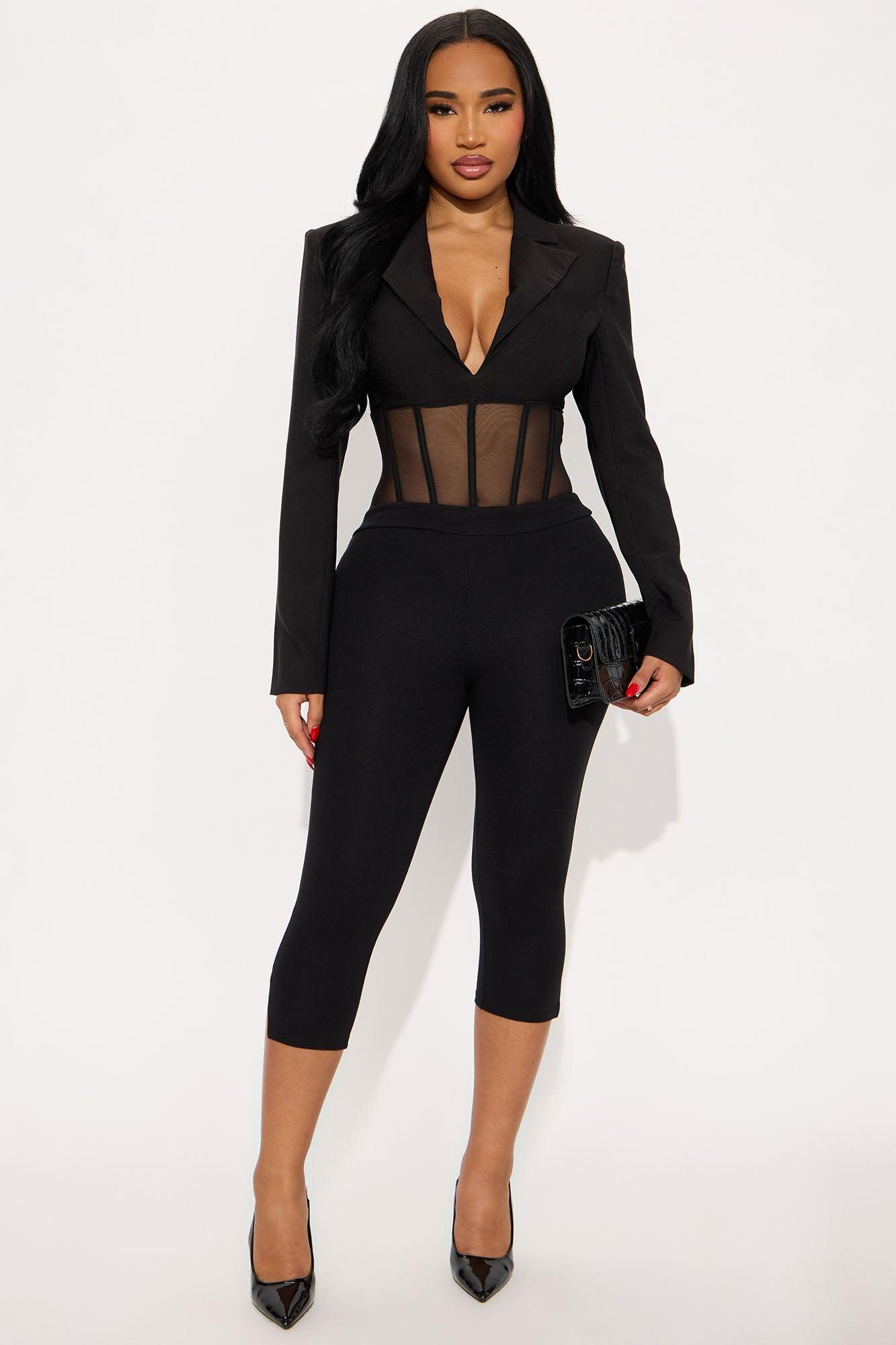 Berkley Long Sleeve Corset Bodysuit - Black Female Product Image