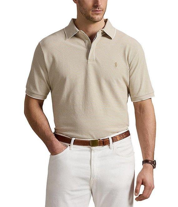 Polo Ralph Lauren Big & Tall Classic Fit Micro Stripe Tipped Stretch Mesh Short Sleeve Polo Shirt Product Image