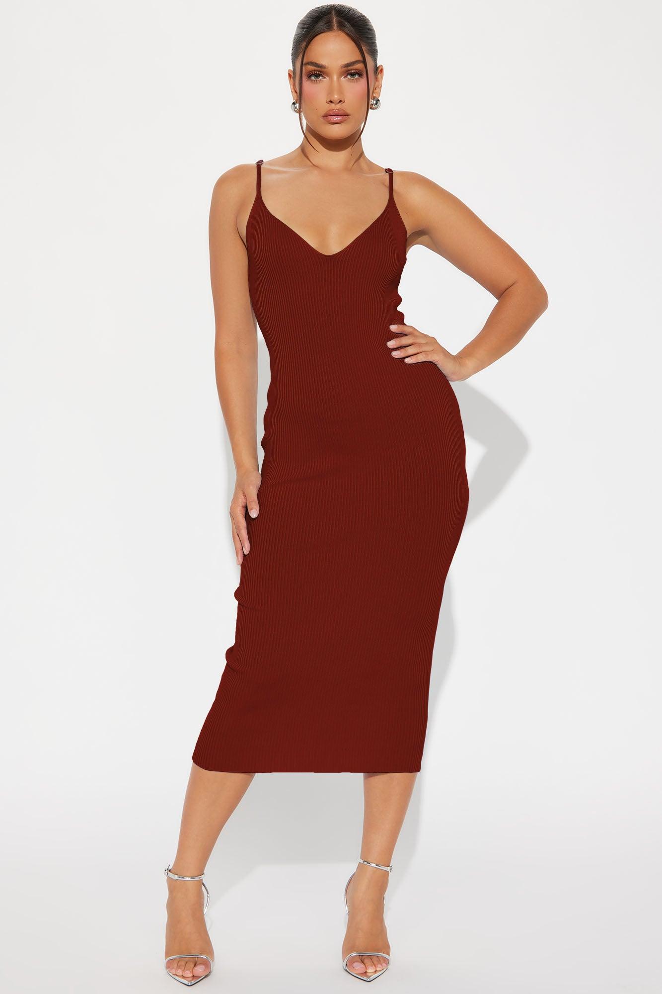 Dianne Sweater Midi Dress Set - Cognac Product Image