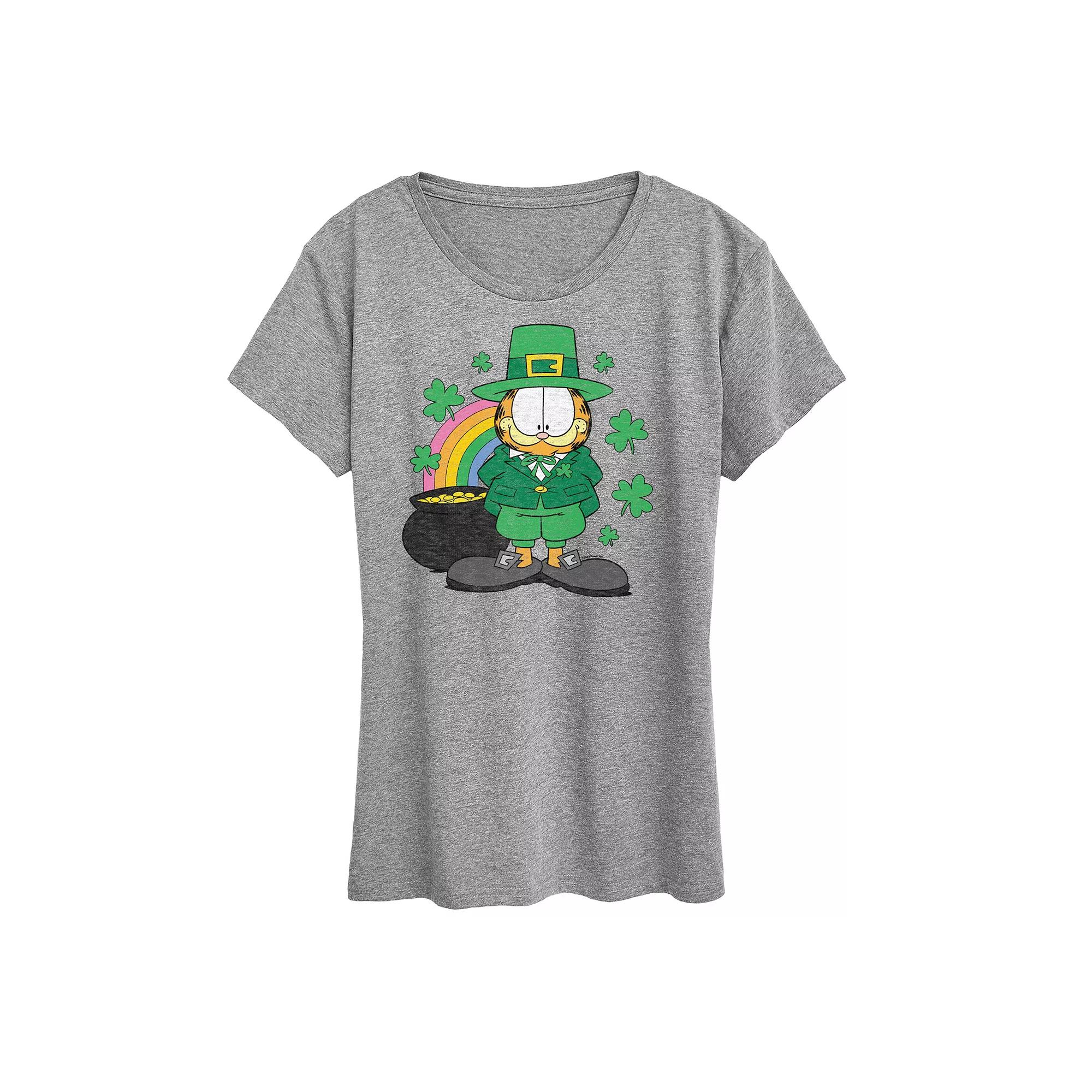 Women's Garfield Rainbow Shamrocks Graphic Tee,  Product Image