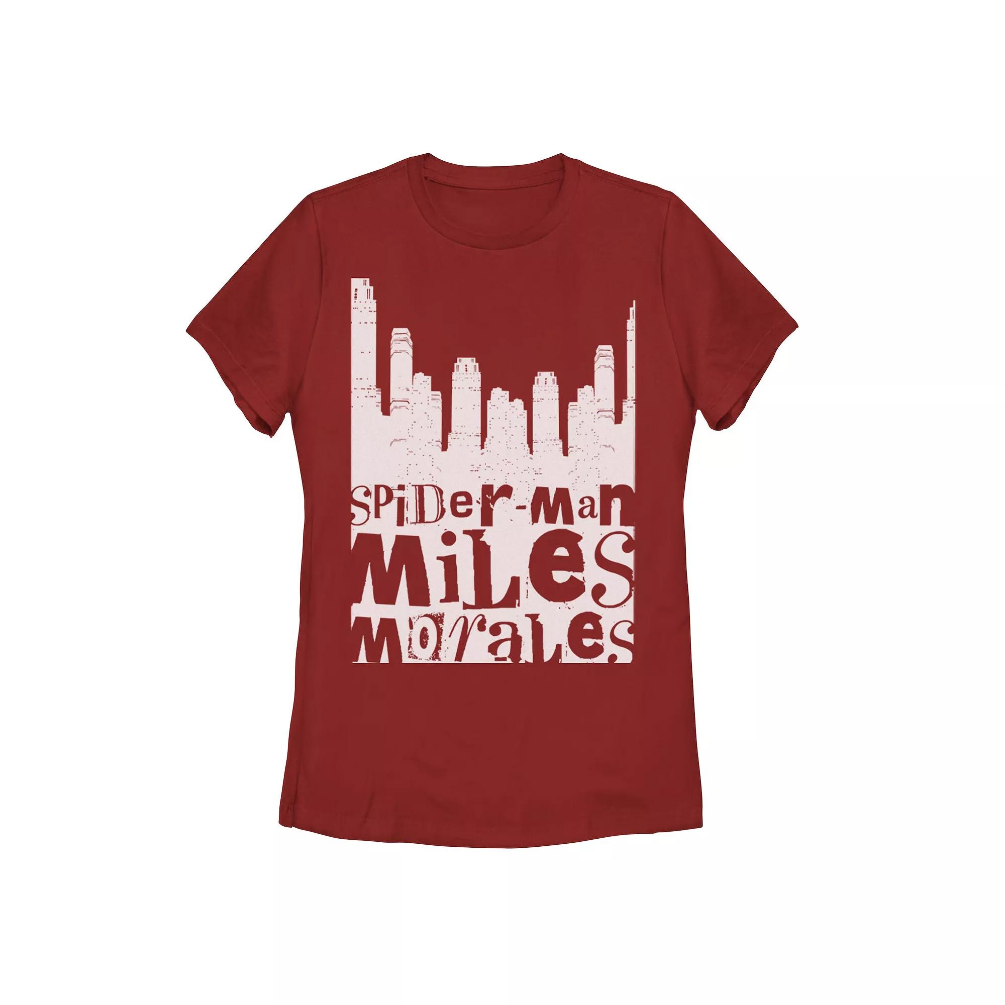 Juniors' Marvel Spider-Man Miles Morales City Skyline Tee, Girl's,  Product Image