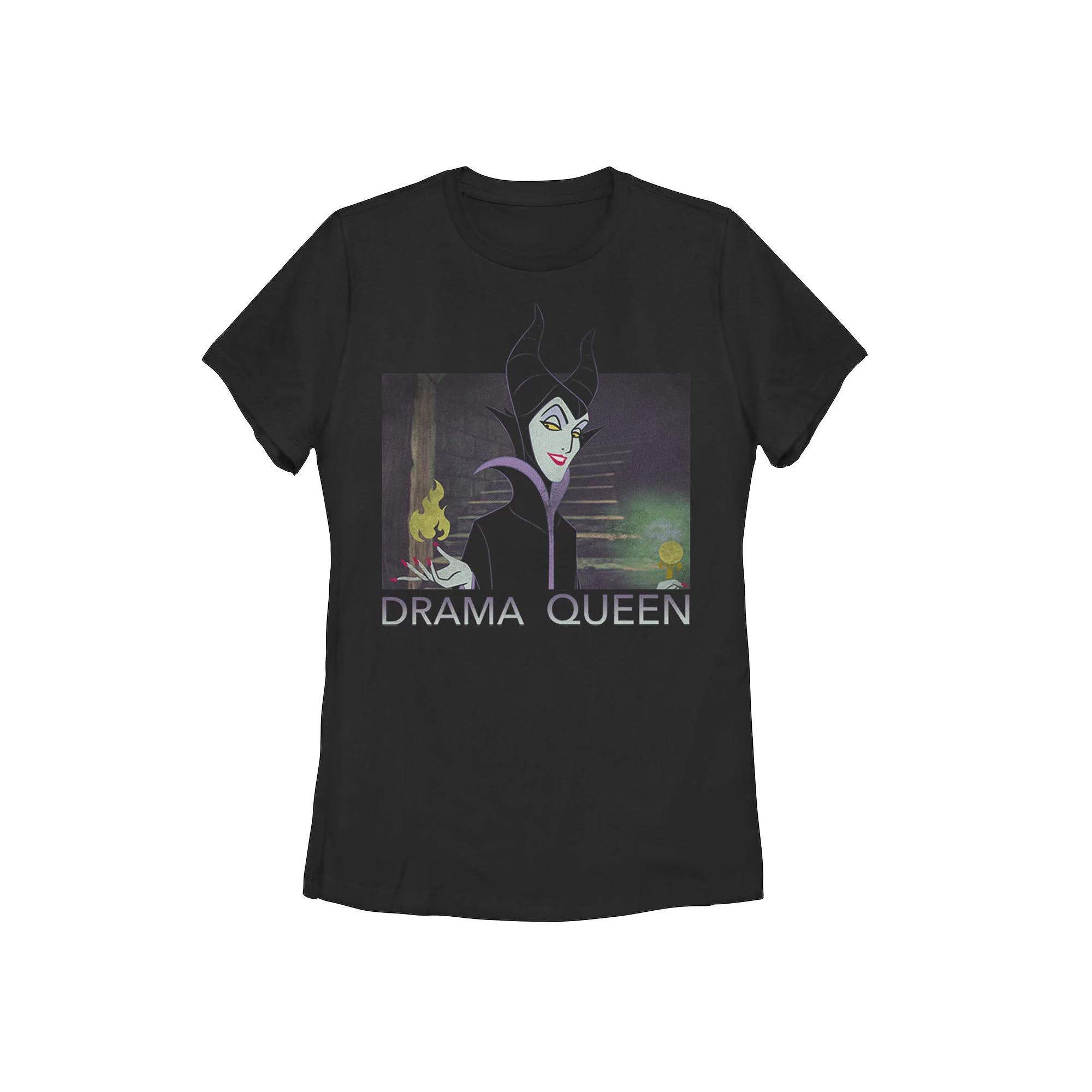 Disney Villains Sleeping Beauty Maleficent Drama Queen Juniors' Fitted Graphic Tee, Girl's, Size: Large, Black Product Image