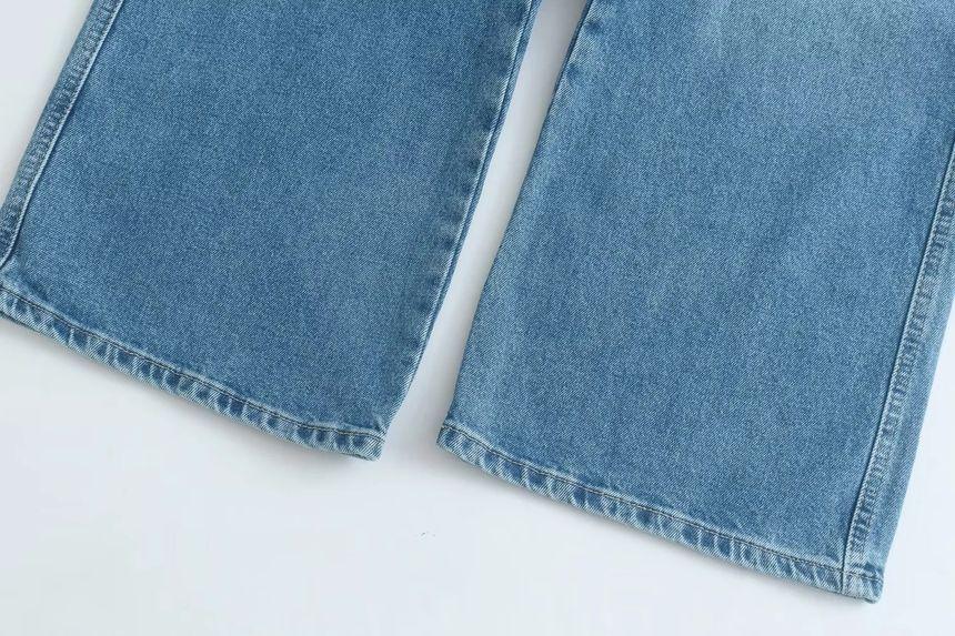 High Waist Button Fly Wide Leg Jeans Product Image