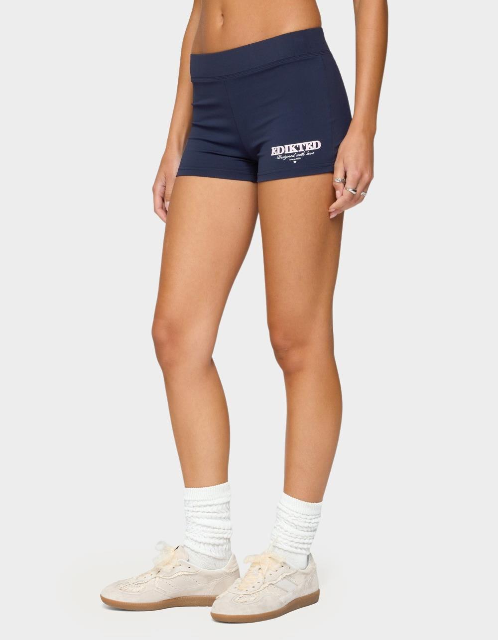EDIKTED With Love Biker Shorts - NAVY Product Image