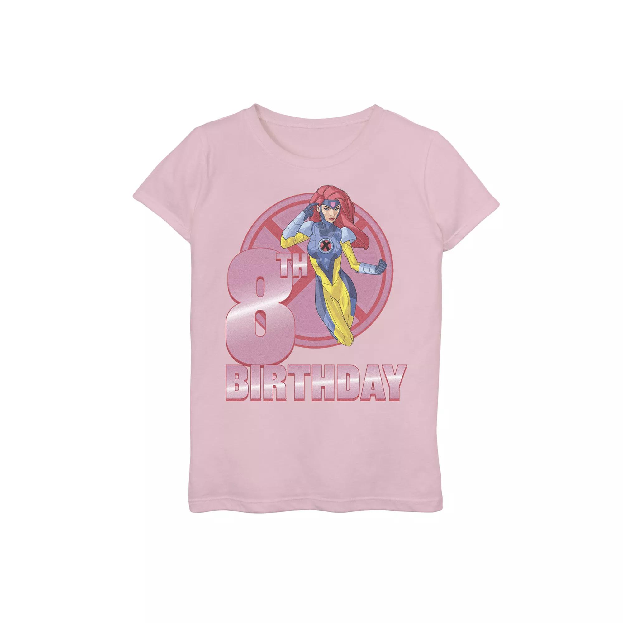 Girls 7-16 Marvel X-Men Jean Grey 8th Birthday Badge Graphic Tee, Girl's, Size: XL, Pink Product Image