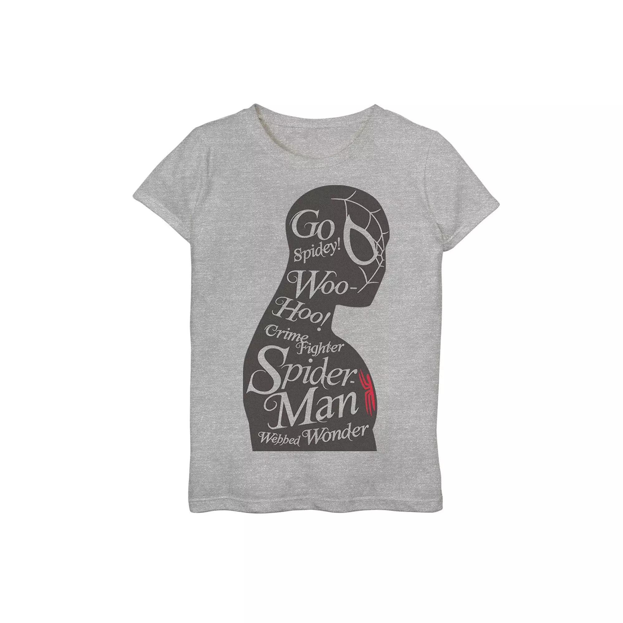 Girls 7-16 Marvel Spider-Man Woo Hoo! Silhouette Text Tee, Girl's,  Product Image