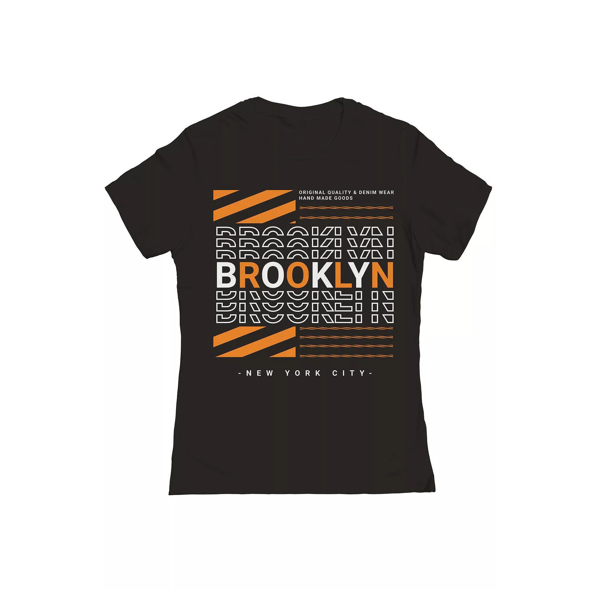 Junior's Brooklyn Repeat Orange Graphic Tee, Women's,  Product Image