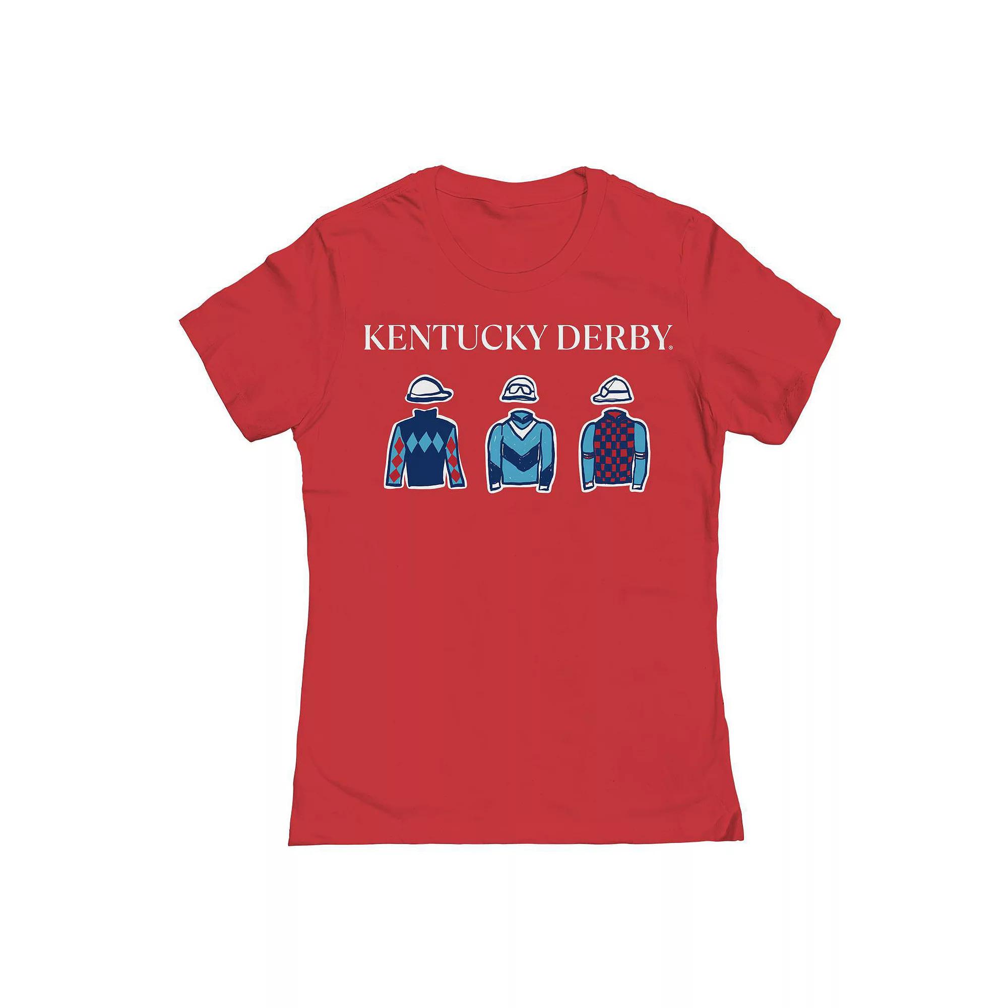 Juniors' Rider Clothes Pattern Red Kentucky Derby Graphic T-Shirt, Women's,  Product Image