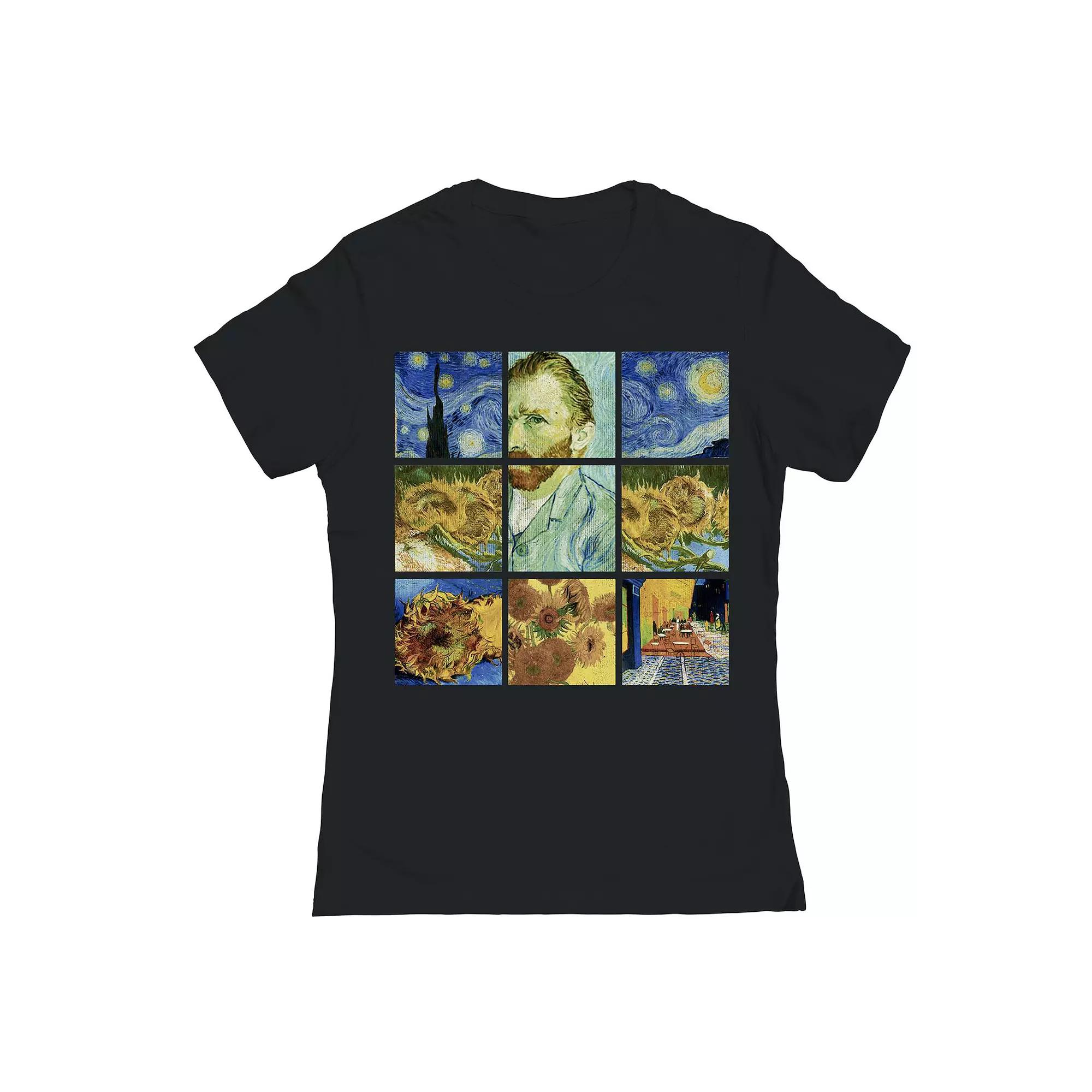 Junior's Van Gogh Squares Womens Graphic Tee, Girl's, Size: Large, Black Product Image