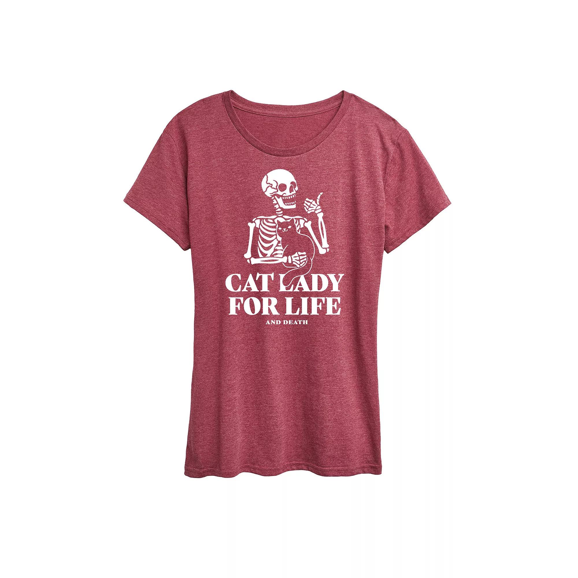 Women's Cat Lady For Like Skeleton Graphic Tee,  Product Image