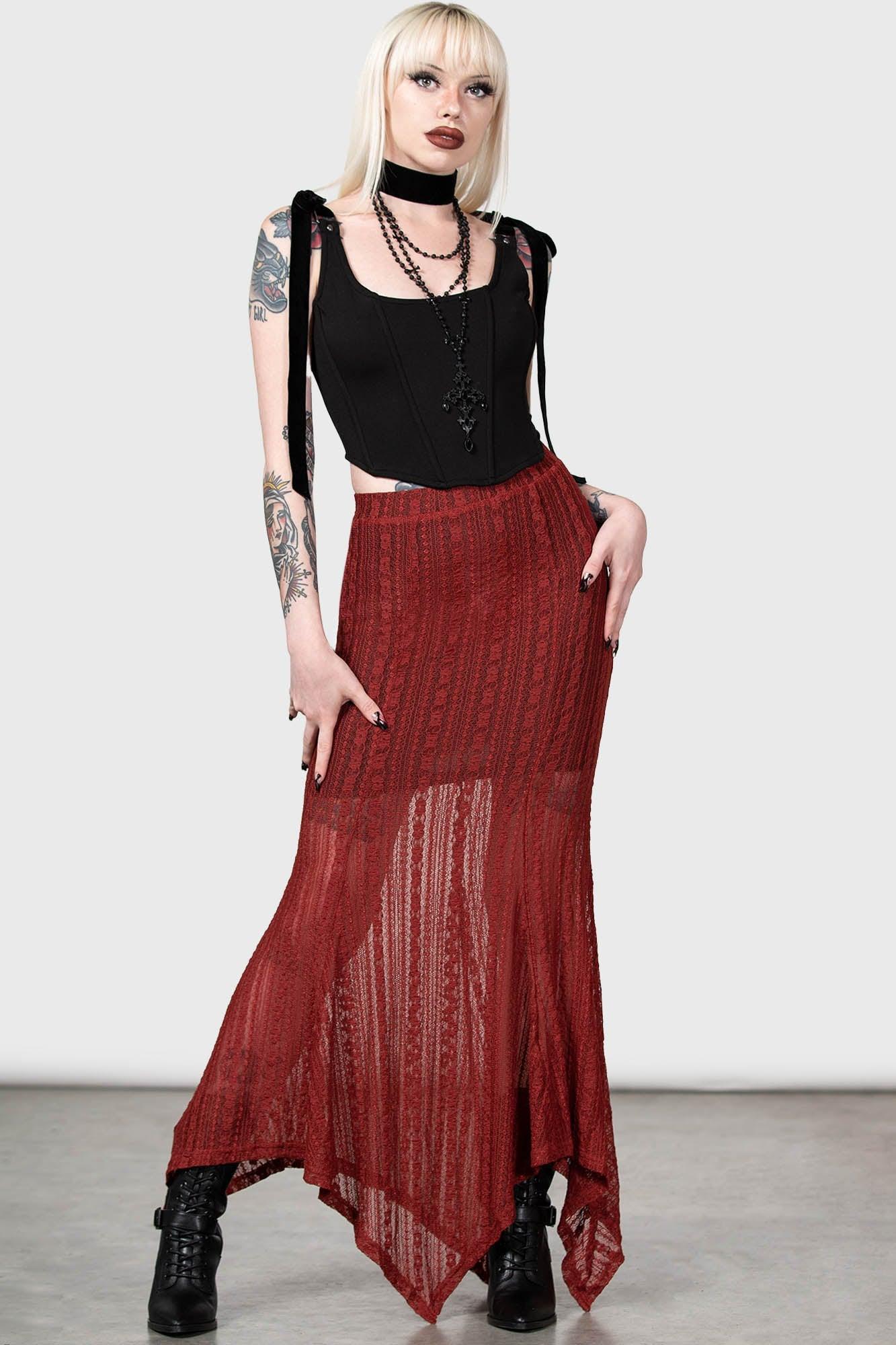 Juliet's Betrayal Maxi Skirt [RED] - Resurrect Female Product Image
