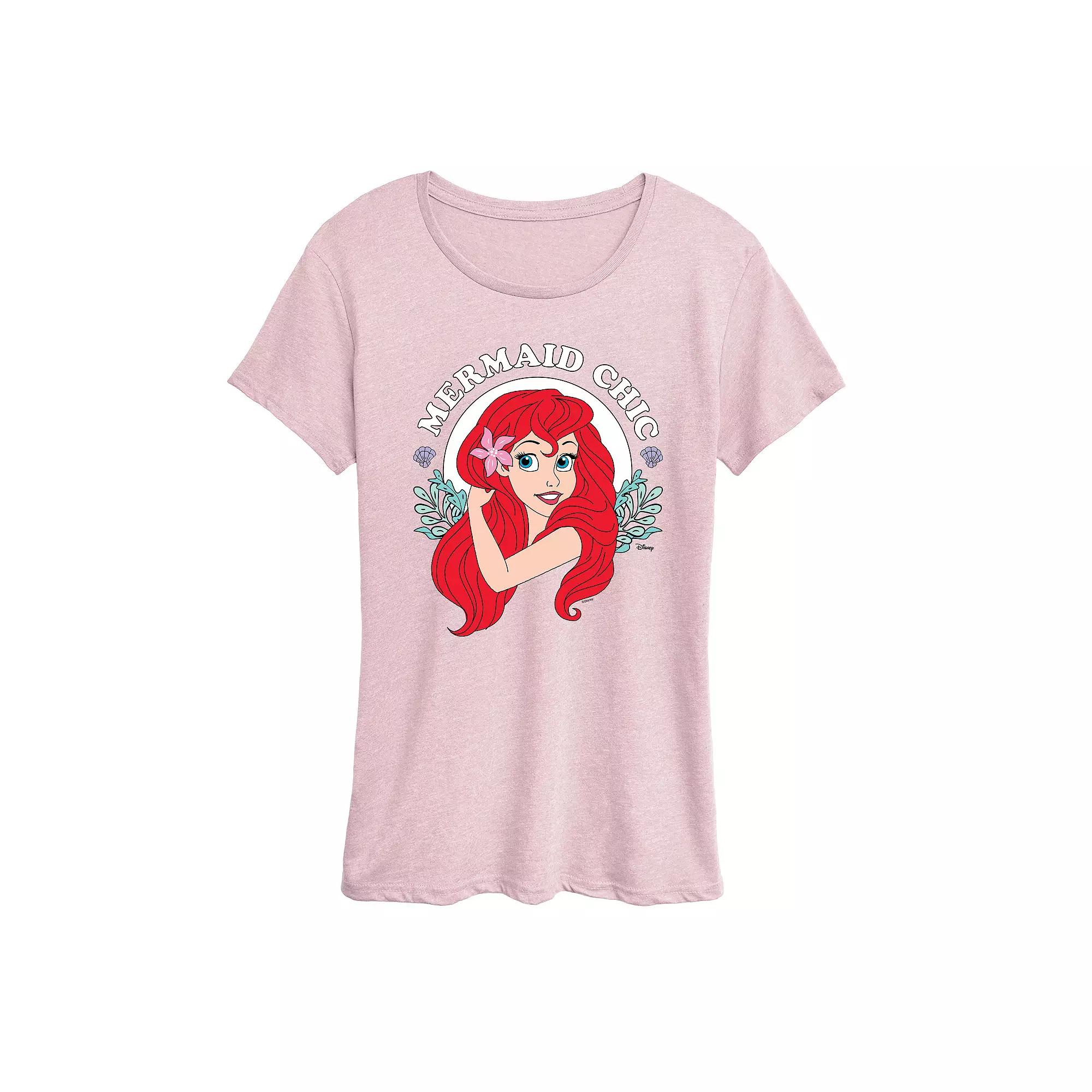 Disney Princess Ariel Women's Mermaid Chic Graphic Tee, Girl's,  Product Image