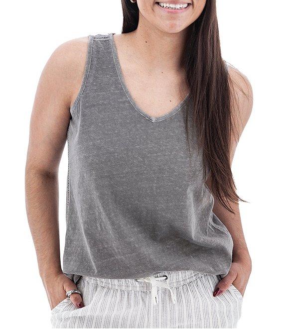 Aventura Simone Organic Cotton Hemp Slub Knit Jersey Soft V-Neck Ladder Lace Trim Tank Product Image