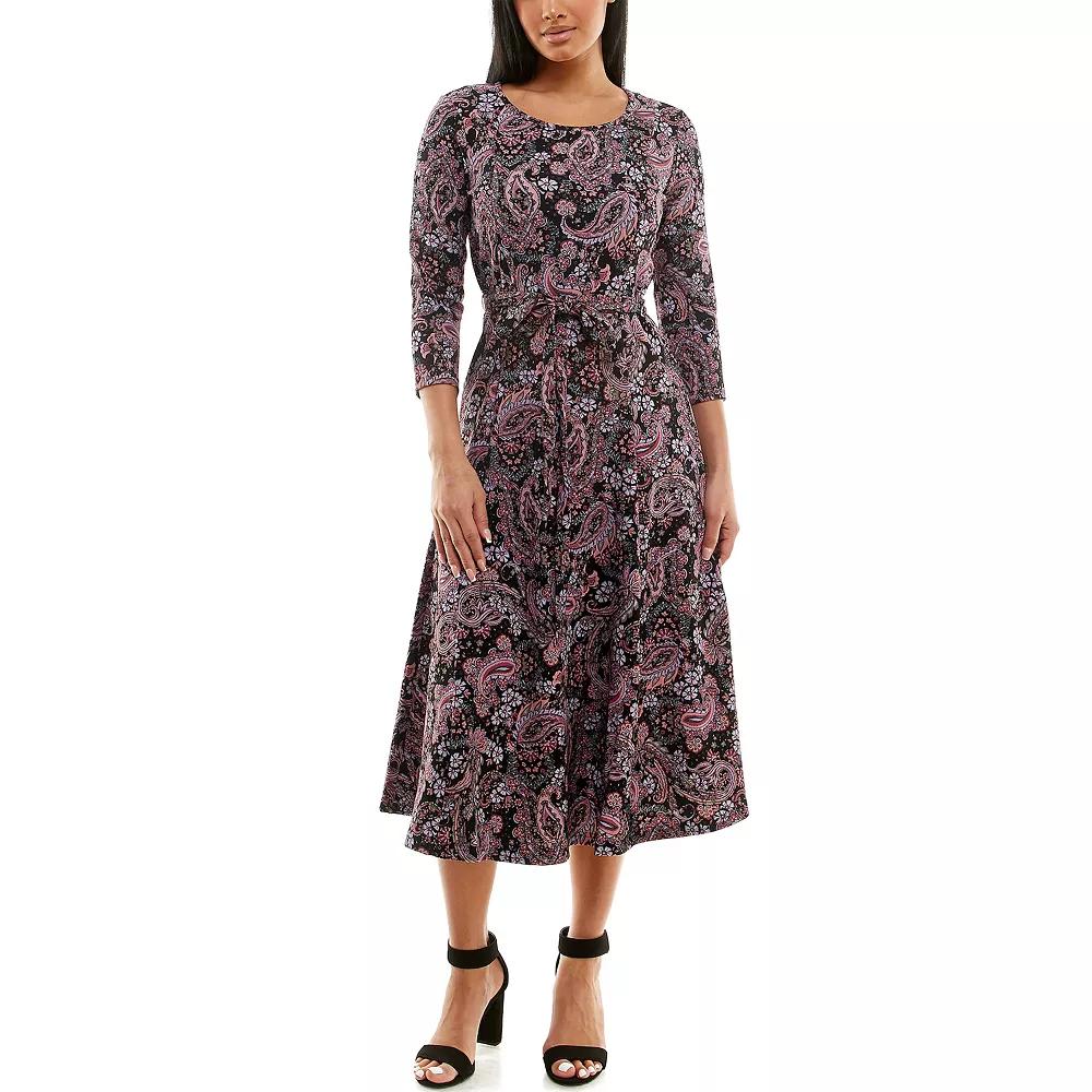 Women's Nina Leonard Sylvia Print Midi Dress,  Product Image