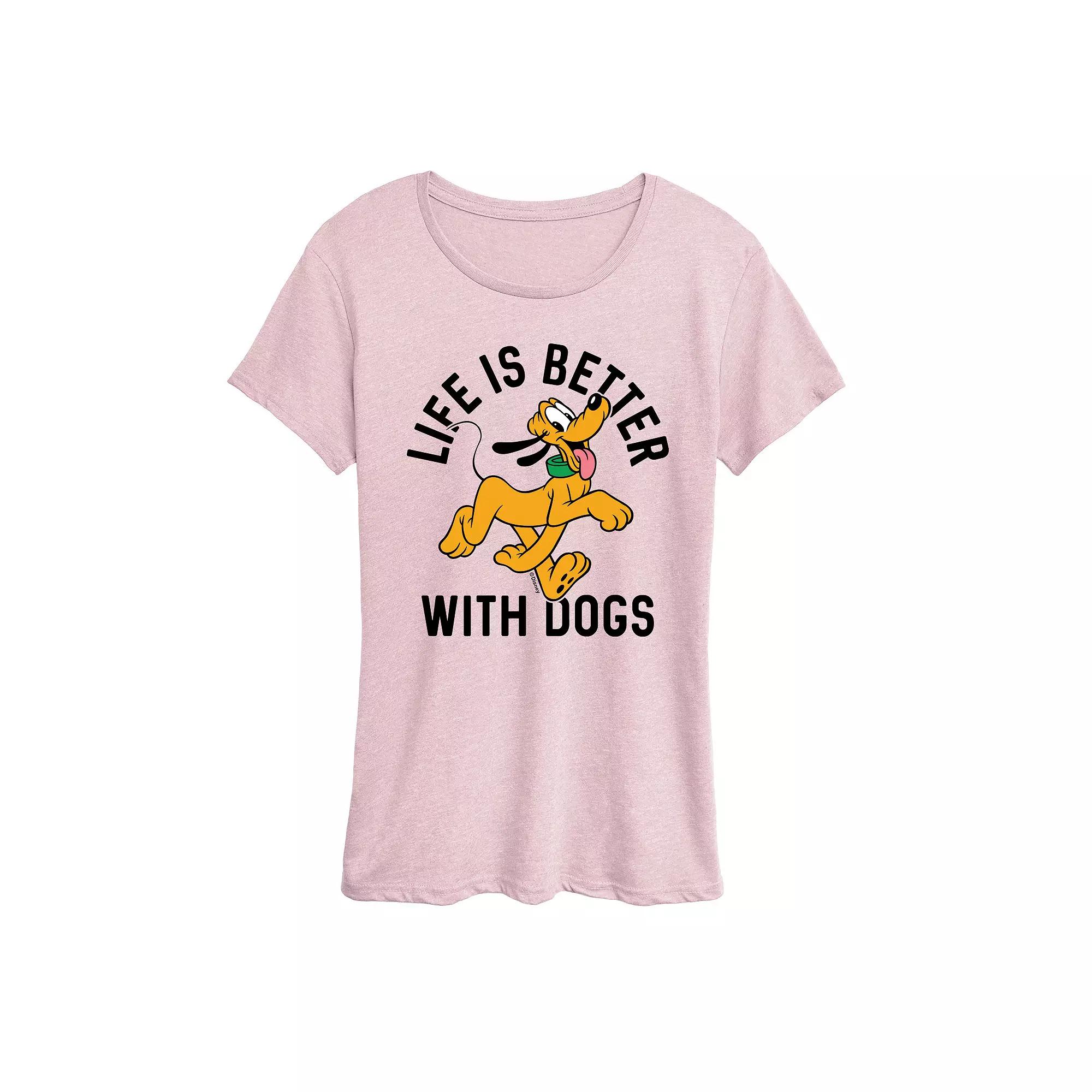 Disney's Pluto Women's Life Is Better With Dogs Graphic Tee,  Product Image