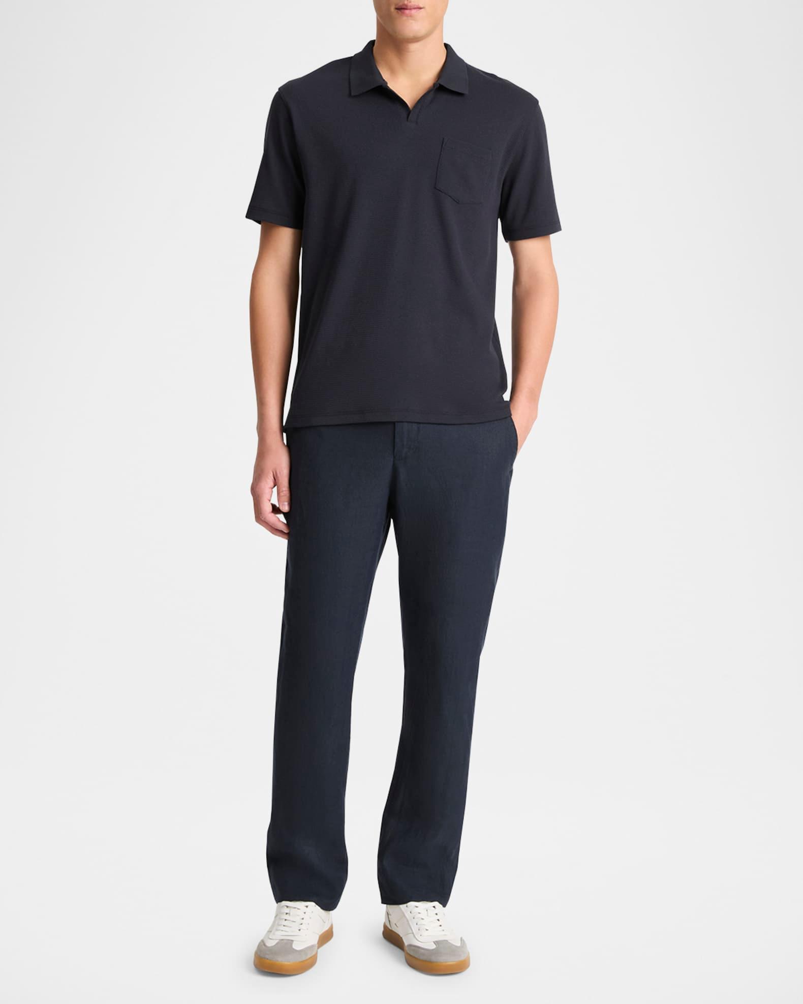 Men's Textured Johnny Collar Polo Shirt Product Image