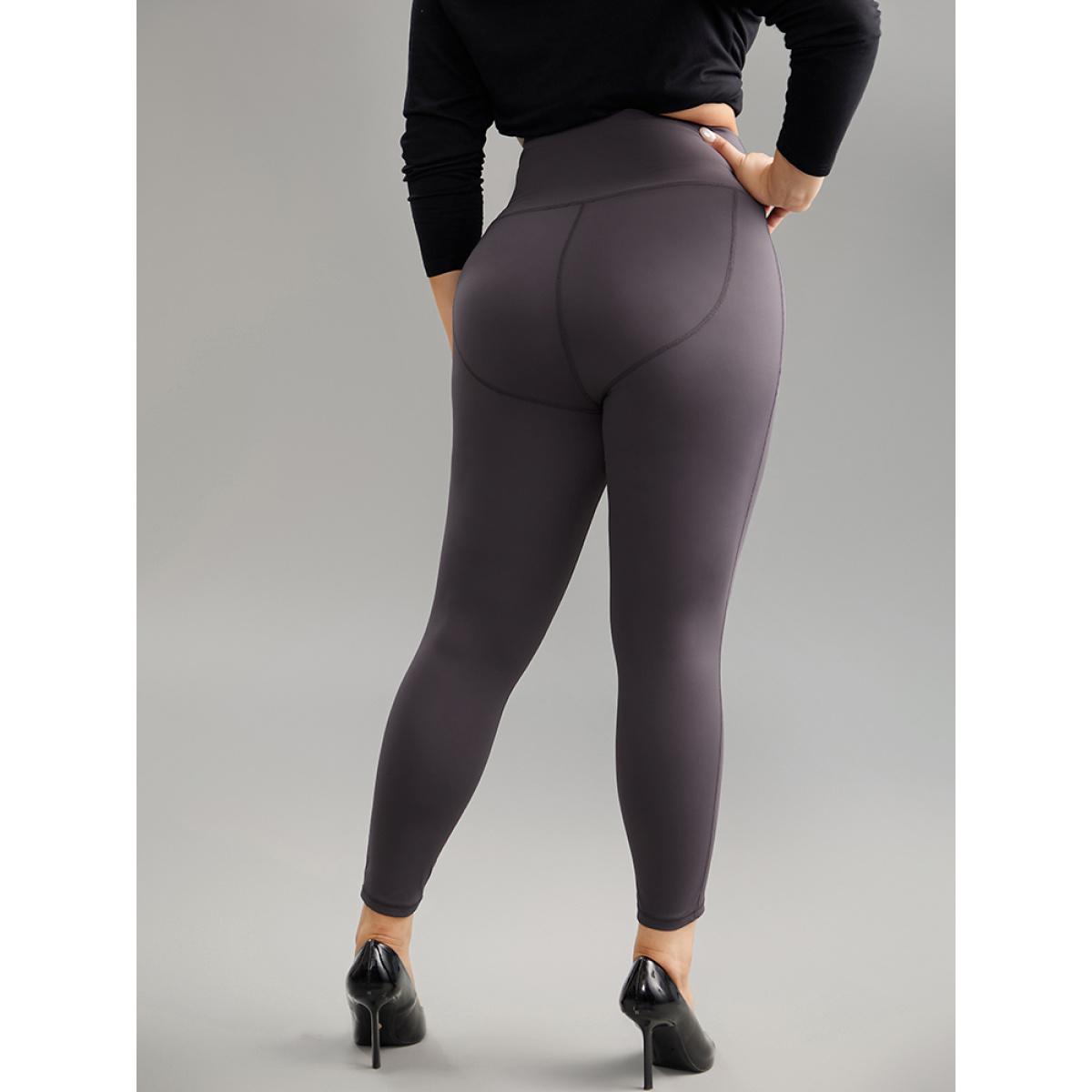 Plus Size Stitch High Rise Butt Lifting Leggings Women Gray Casual High stretch Skinny High Rise Dailywear Leggings BloomChic 12/L Product Image