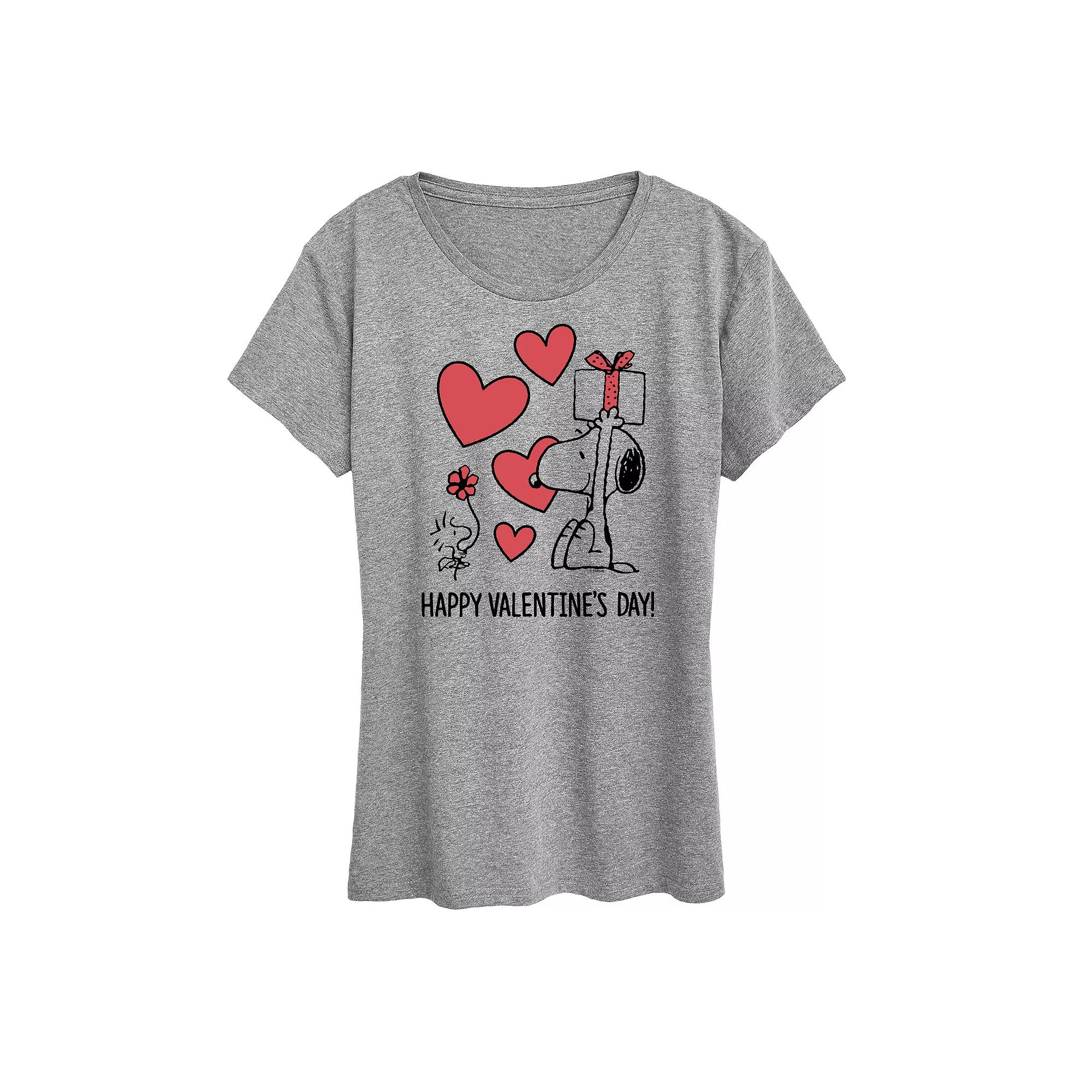 Women's Peanuts Snoopy & Woodstock Happy Valentine's Day Graphic Tee,  Product Image