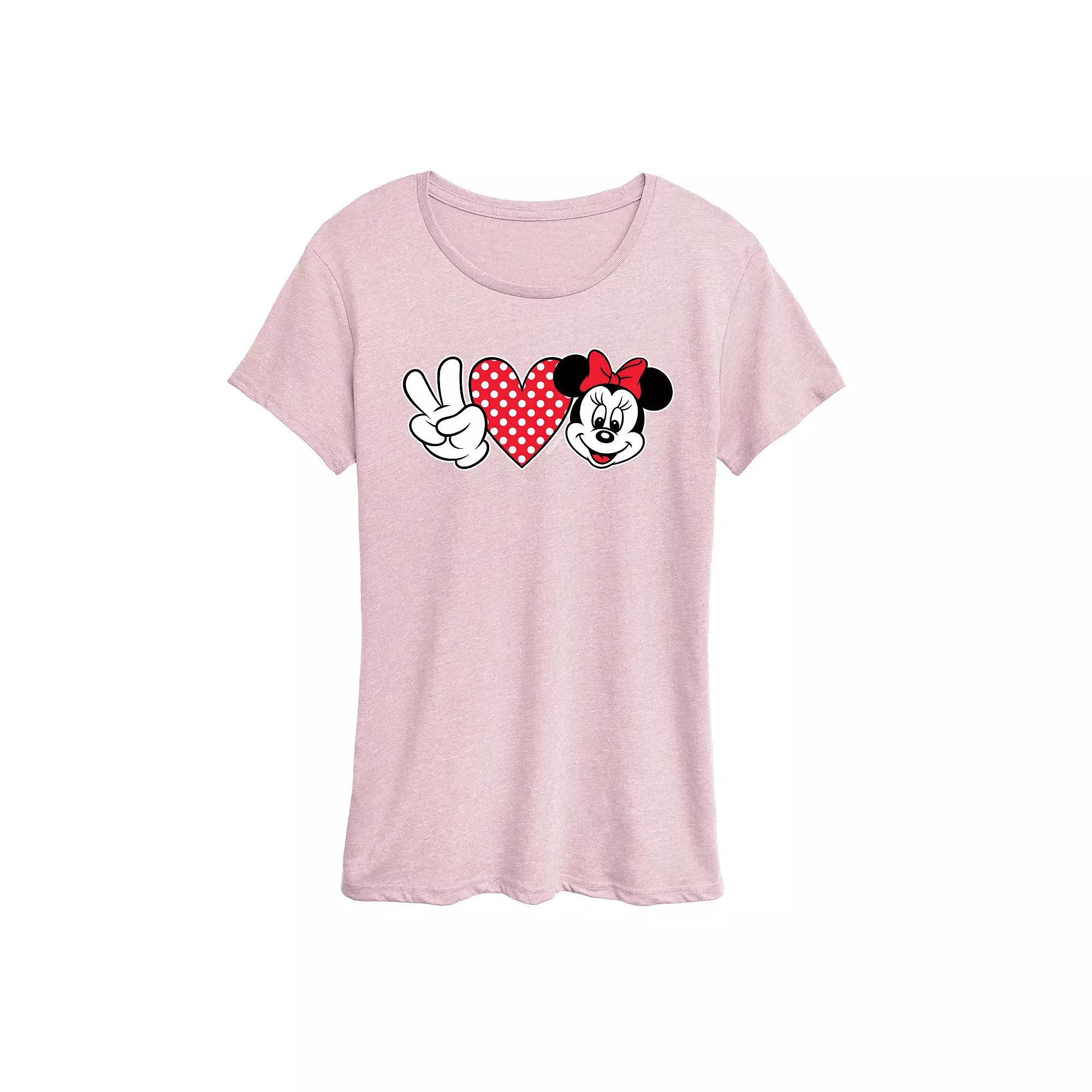 Disney's Minnie Mouse Women's Peace Love Graphic Tee,  Product Image
