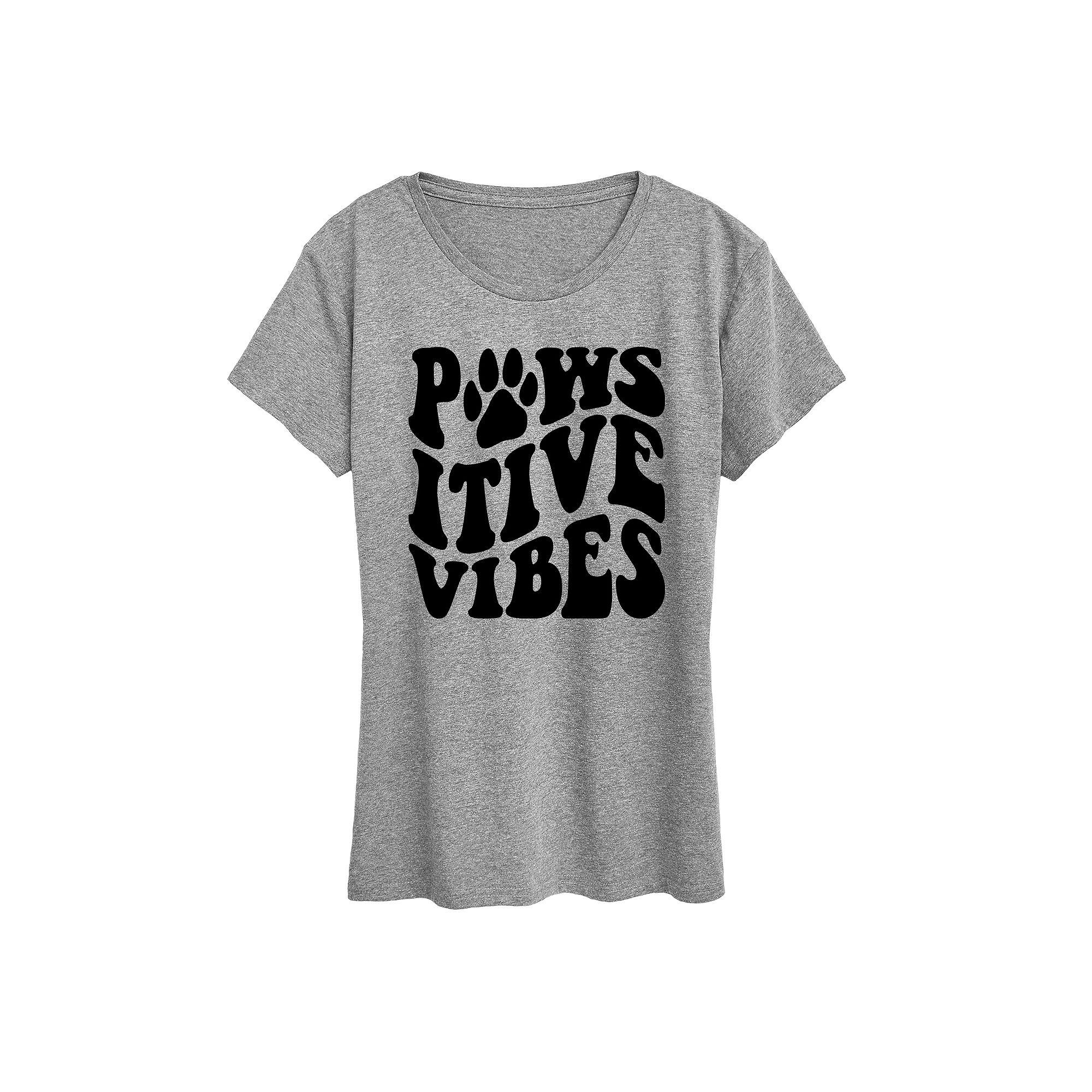 Women's Pawsitive Vibes Paw Print Graphic Tee, Girl's,  Product Image