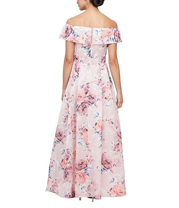 Alex Evenings Floral Print Off-The-Shoulder Organza Ball Gown Product Image